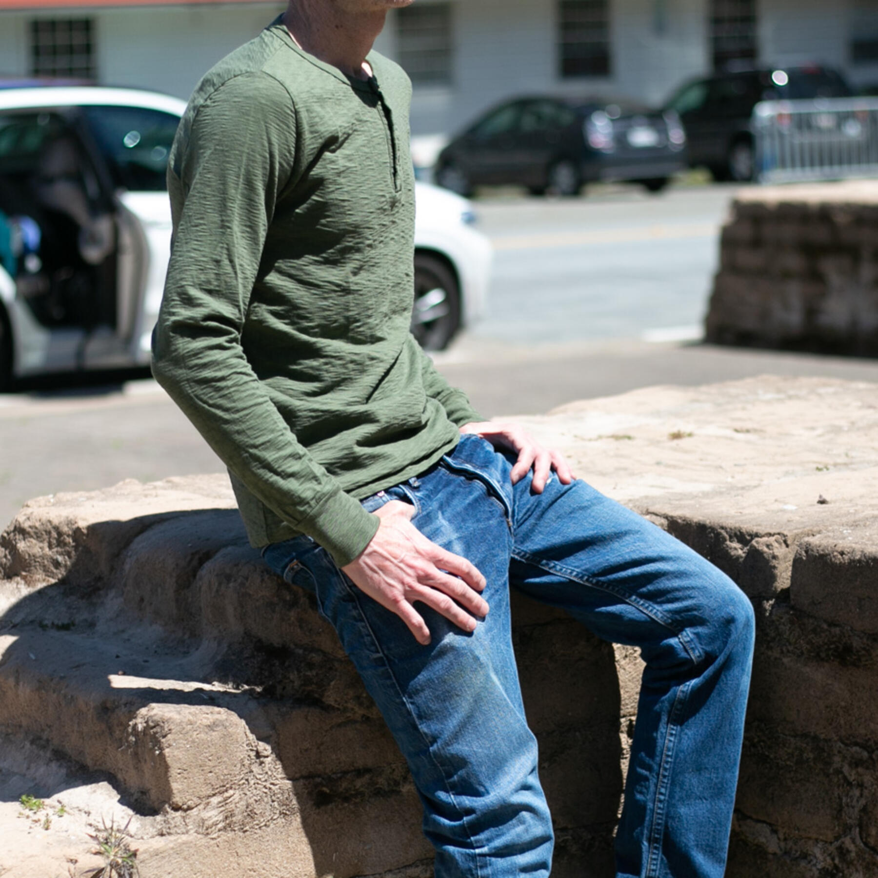gustin big slub henley - army