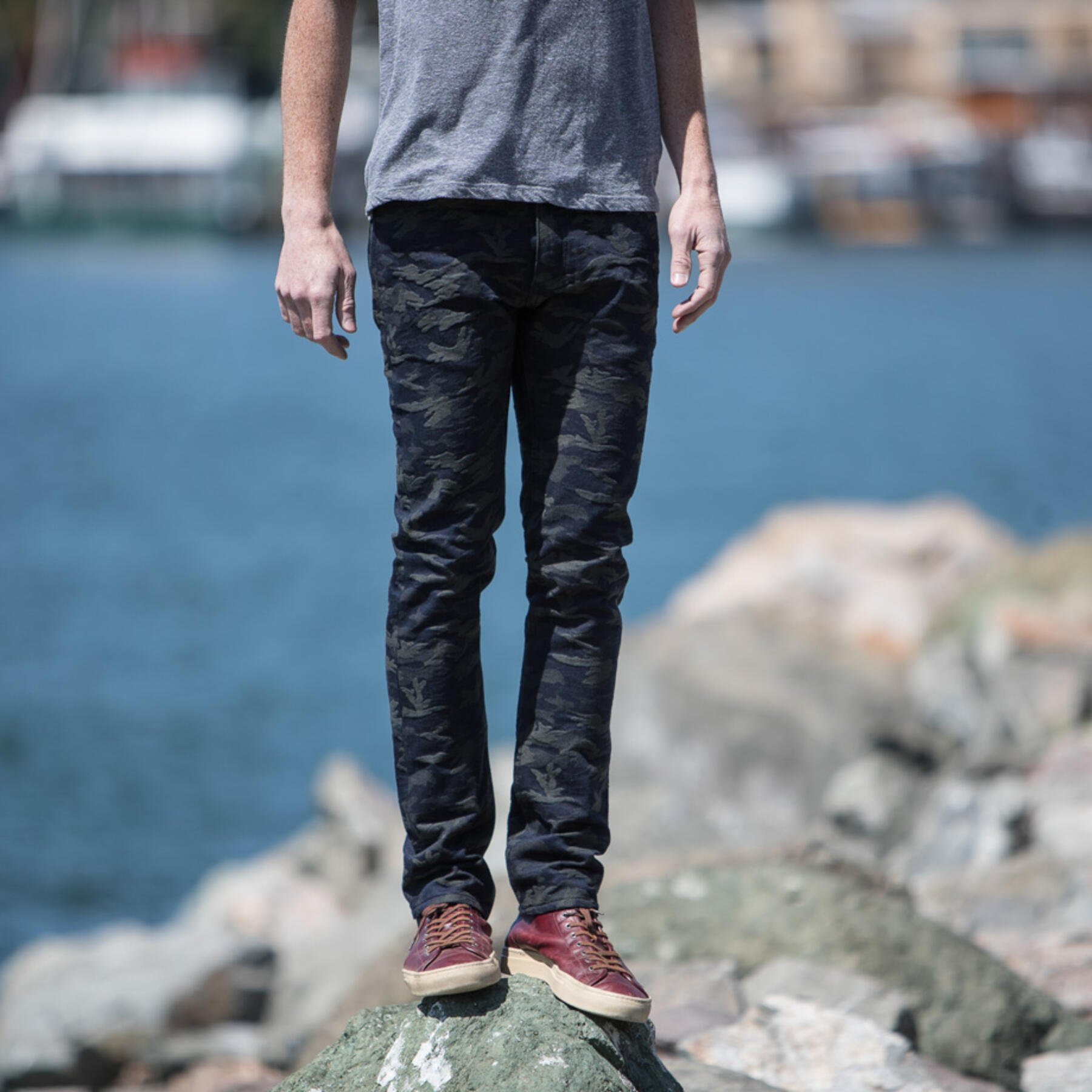 gustin #9 indigo camouflage jacquard 5 pocket