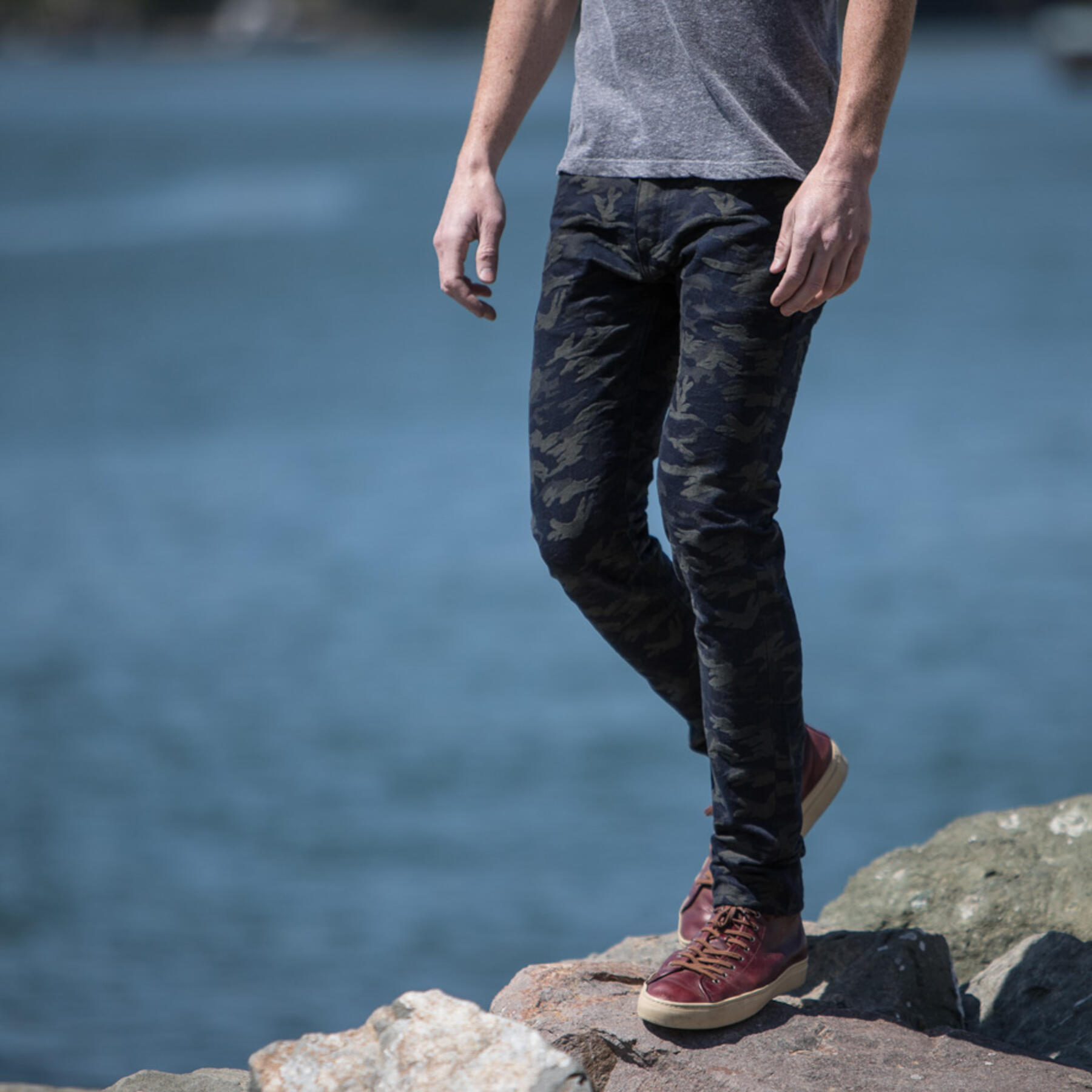 gustin #9 indigo camouflage jacquard 5 pocket