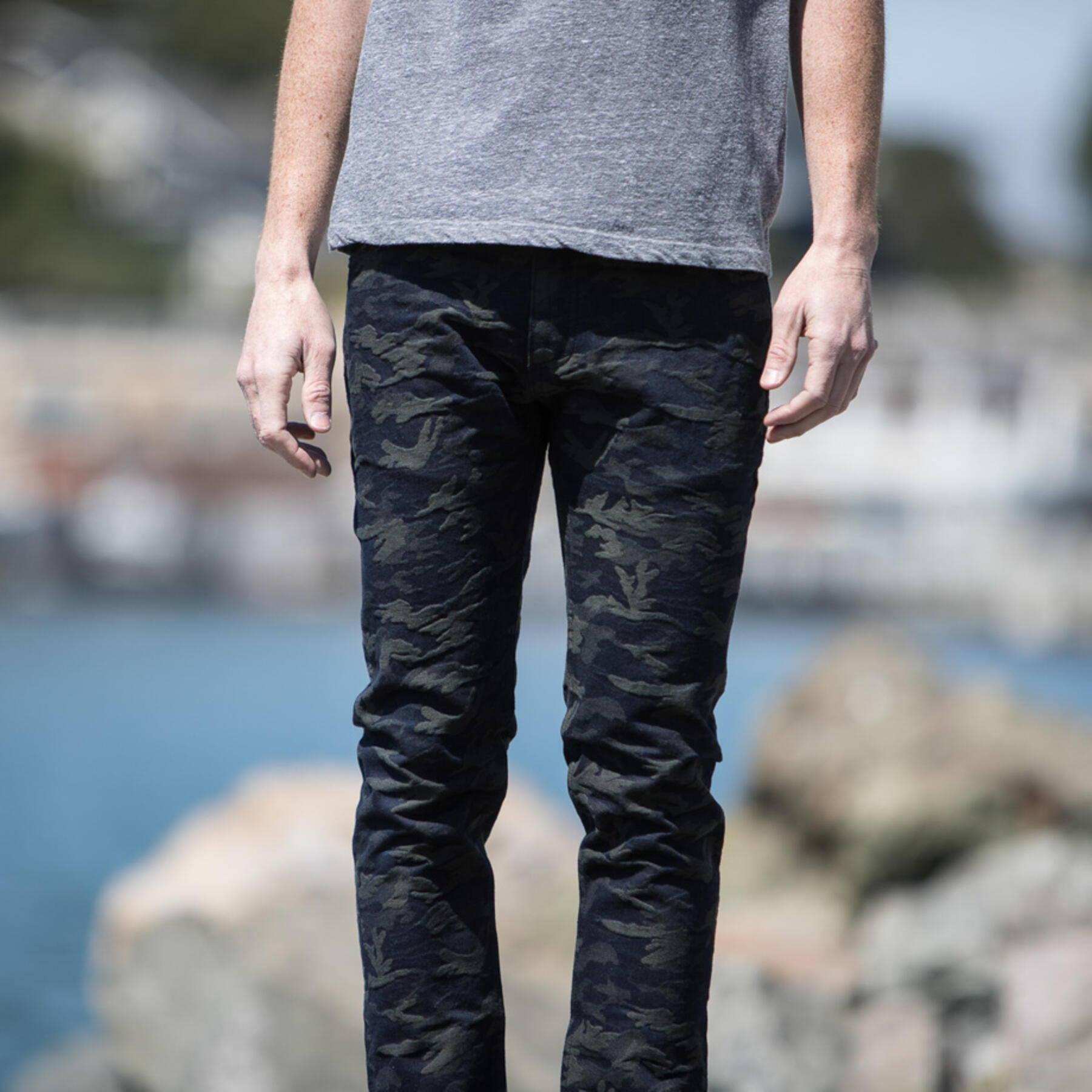 gustin #9 indigo camouflage jacquard 5 pocket