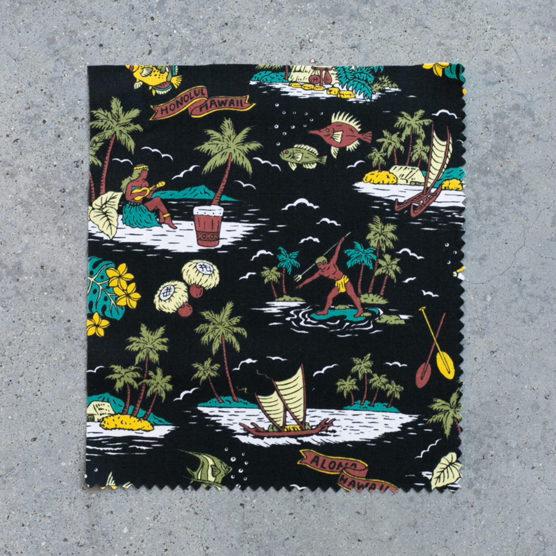 gustin #696 aloha hawaiian short sleeve - black