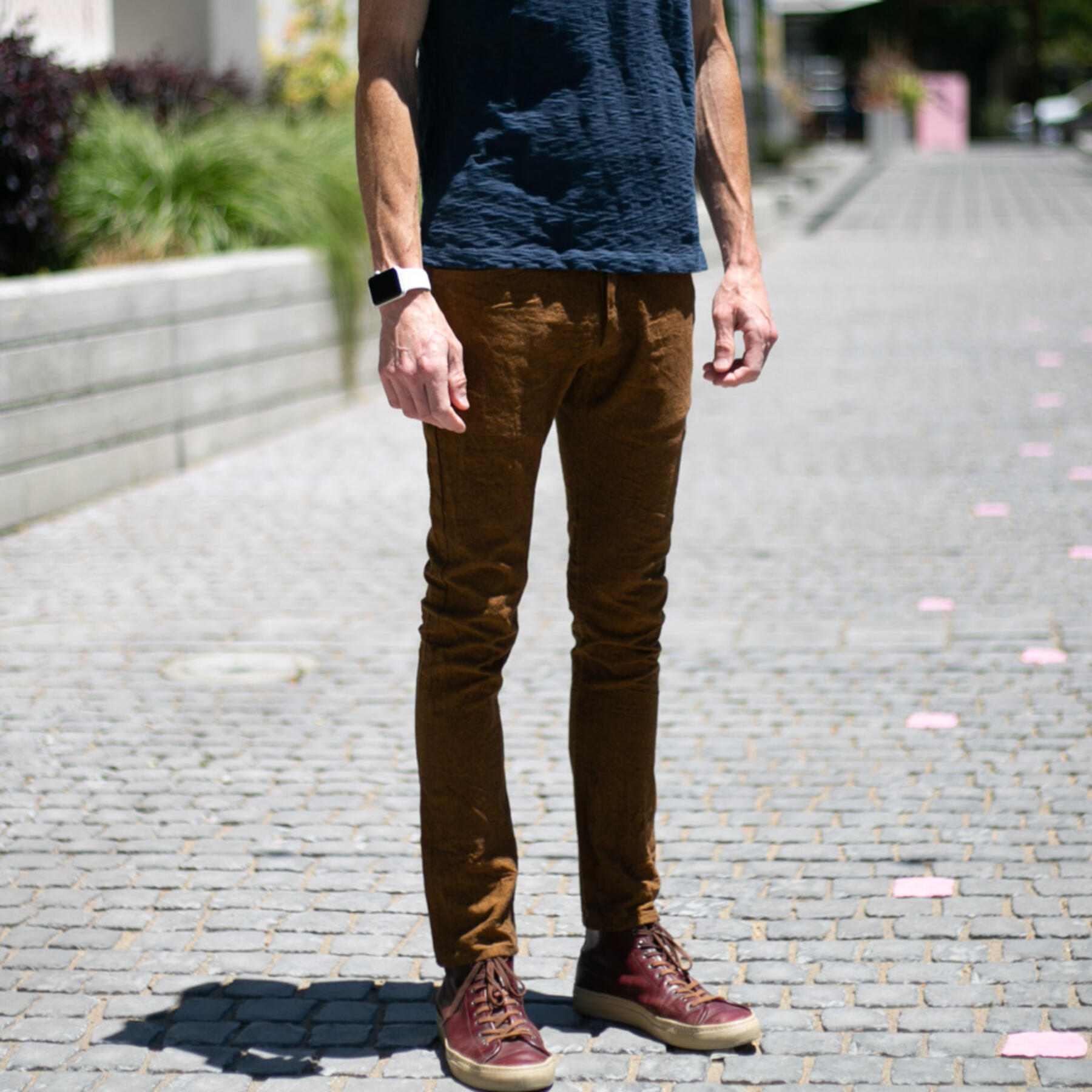 gustin #13 linen chambray 5 pocket - bright rust