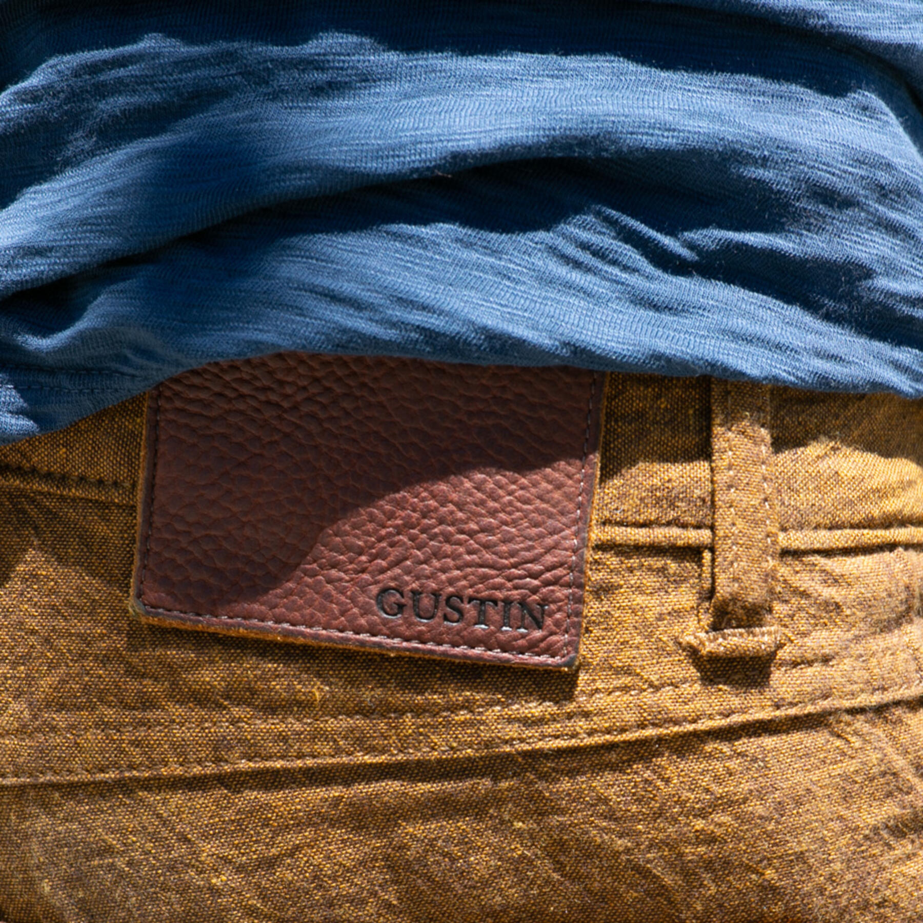 gustin #13 linen chambray 5 pocket - bright rust