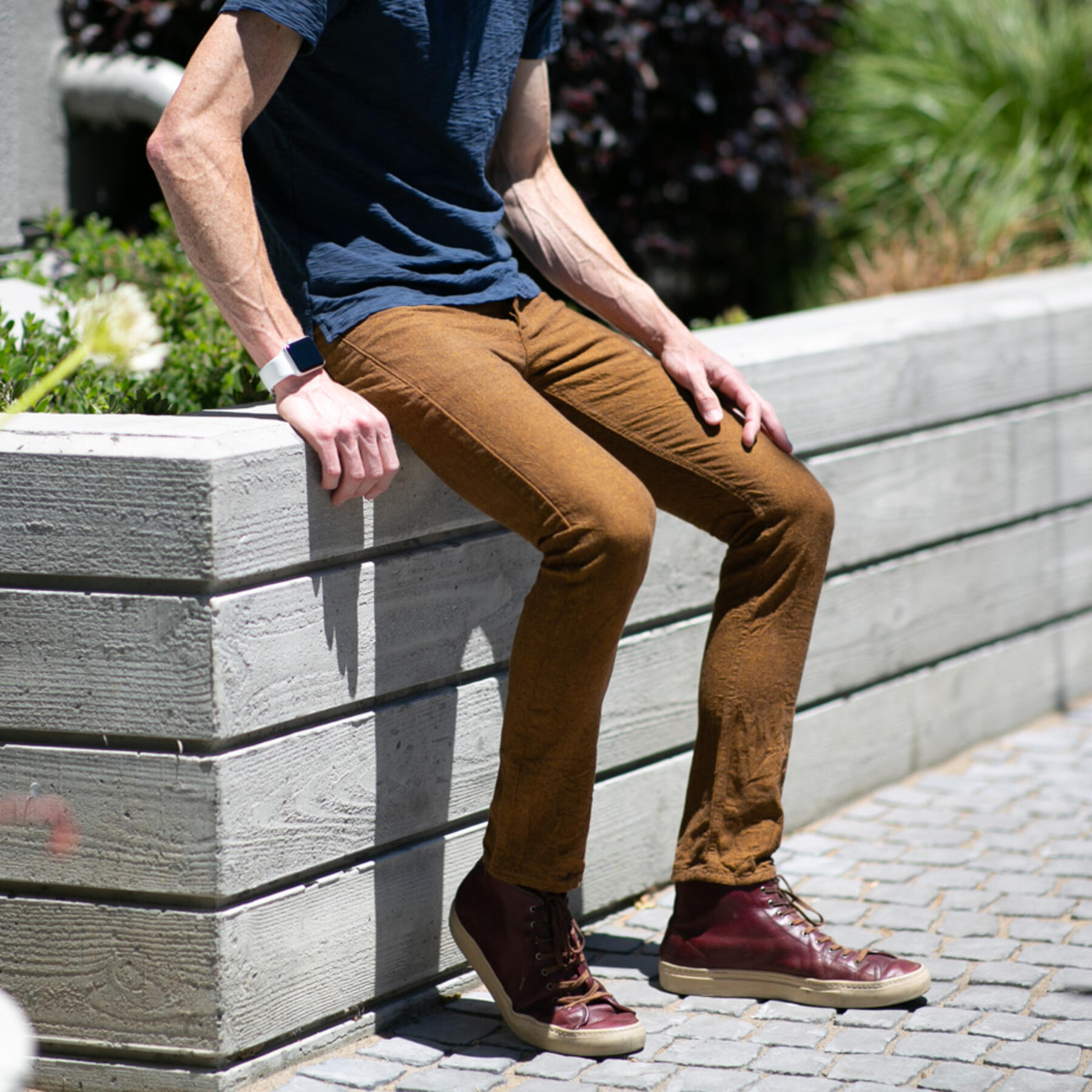 gustin #13 linen chambray 5 pocket - bright rust