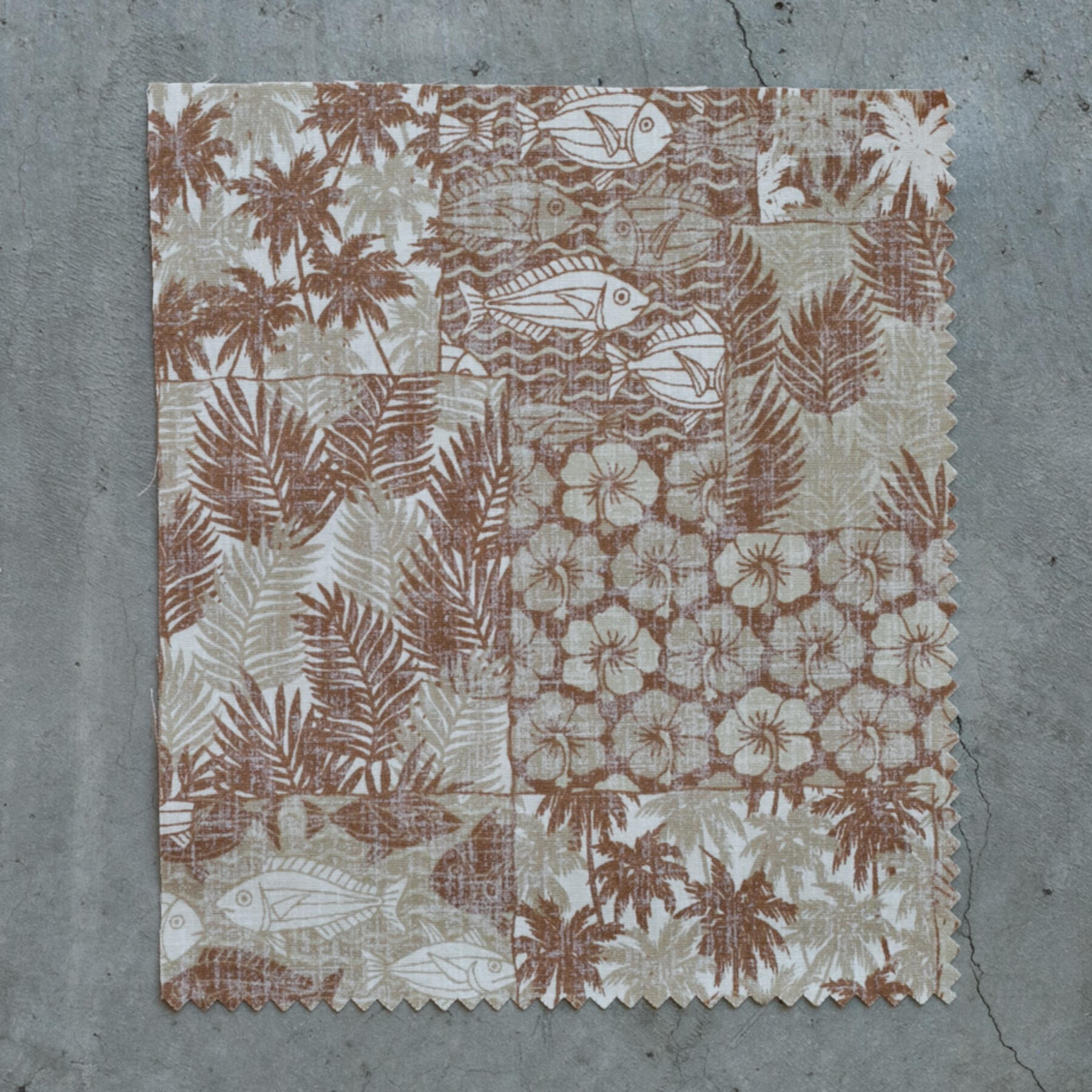 gustin #708 tropical collage short sleeve - burnt orange