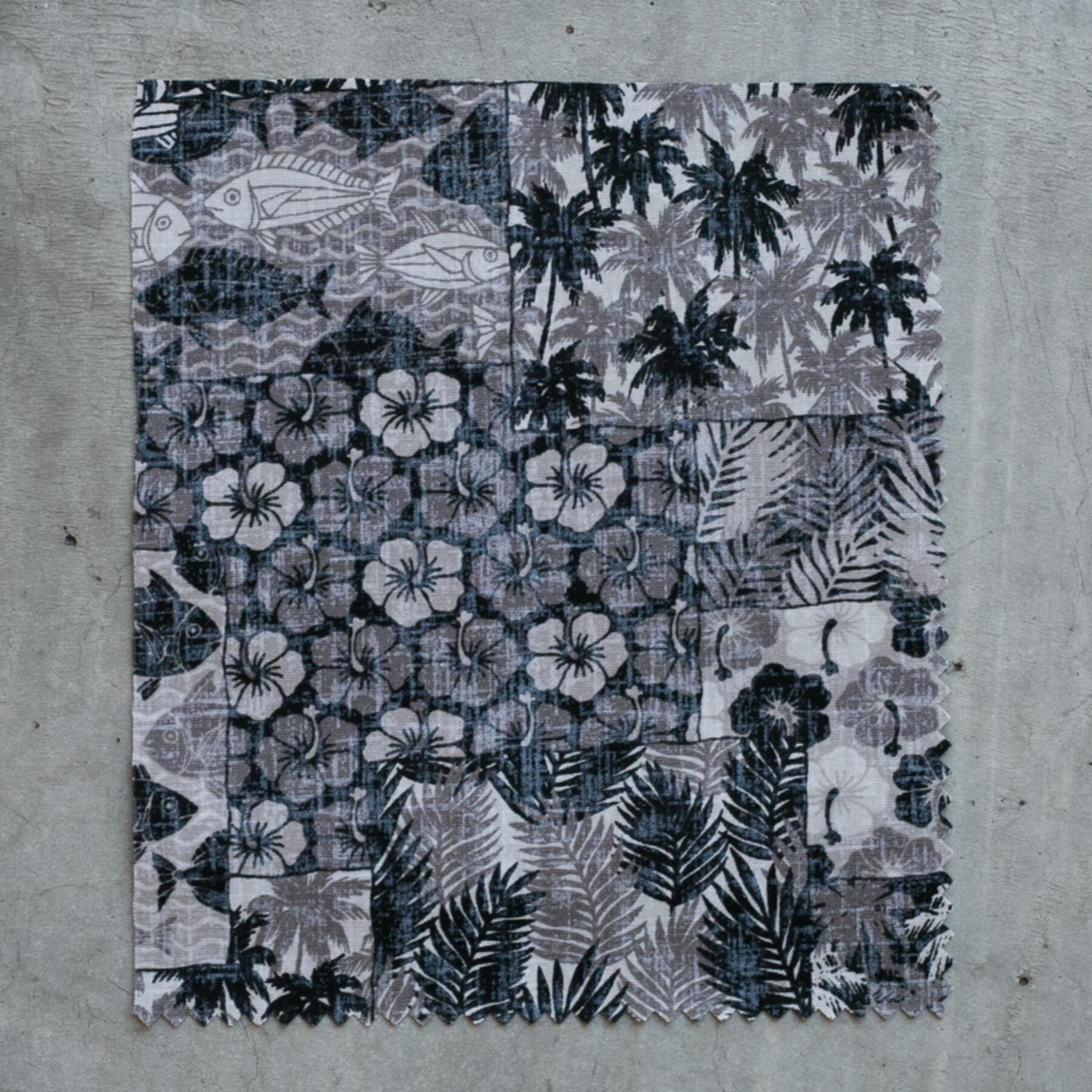 gustin #706 tropical collage short sleeve - black