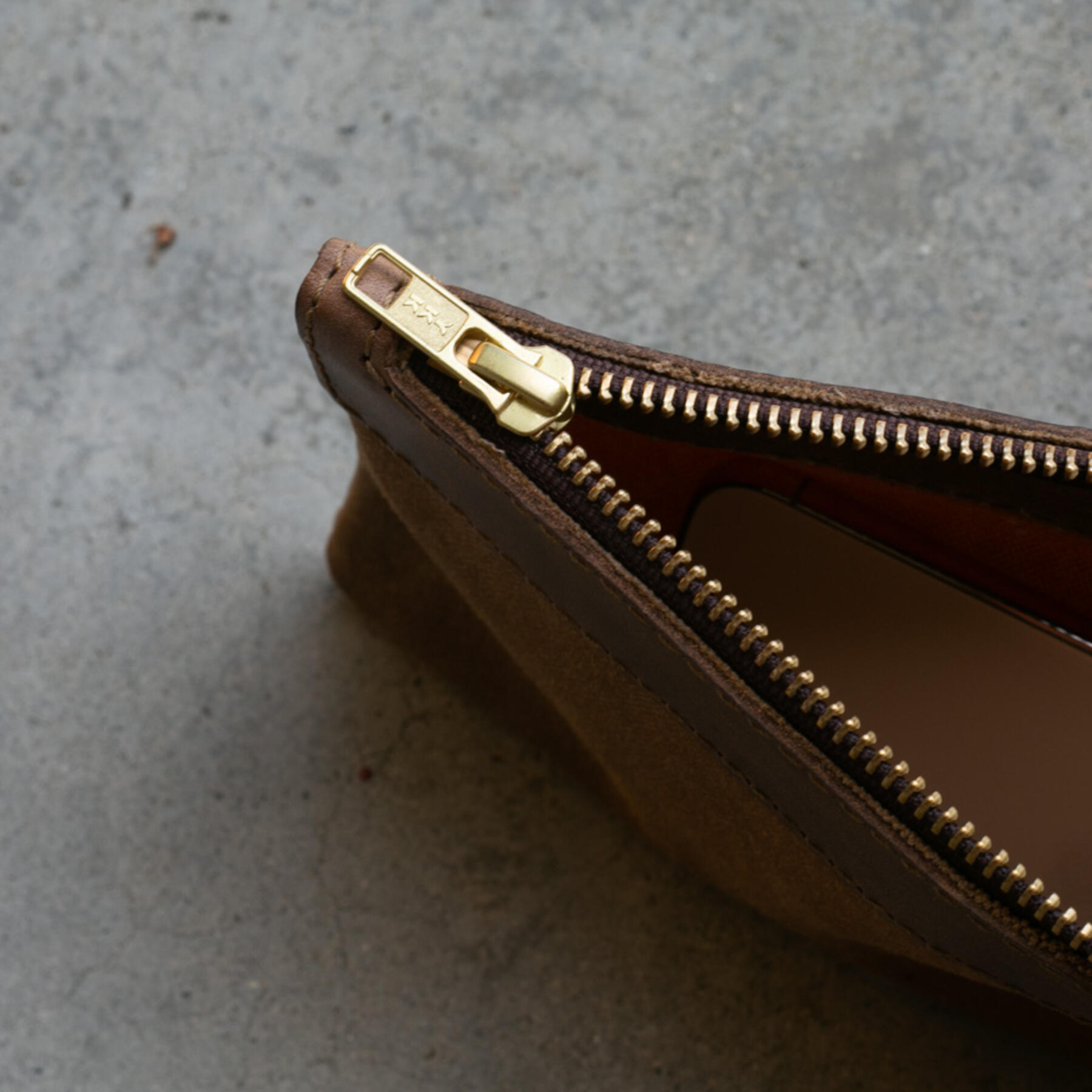 gustin brown waxed canvas utility pouch - large
