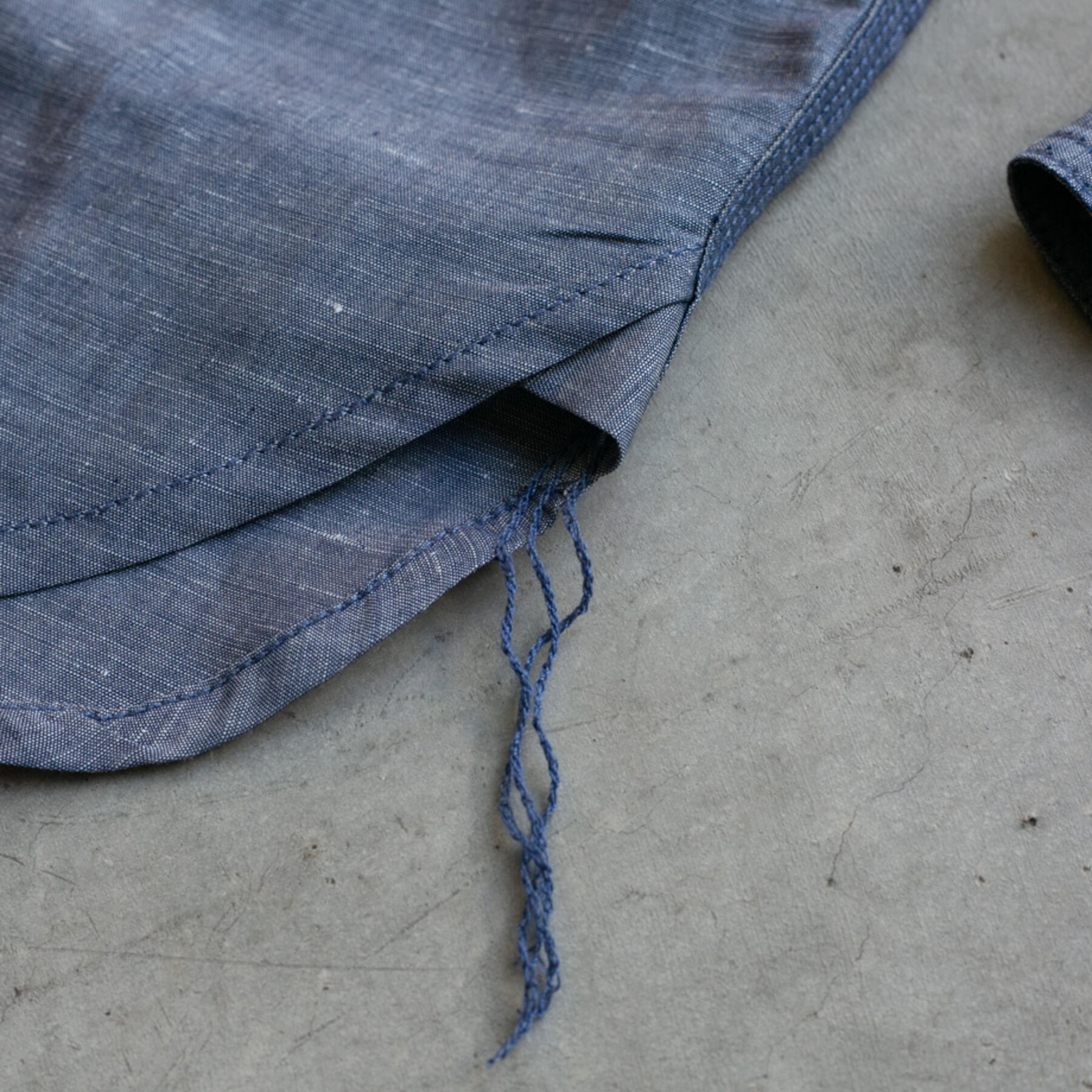 gustin #43 indigo linen chambray workshirt