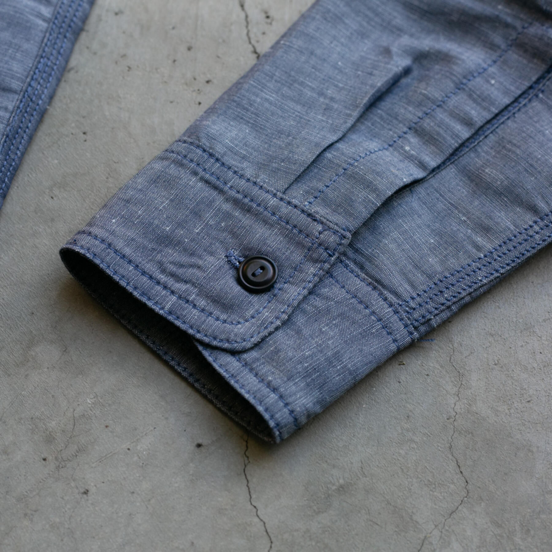 gustin #43 indigo linen chambray workshirt