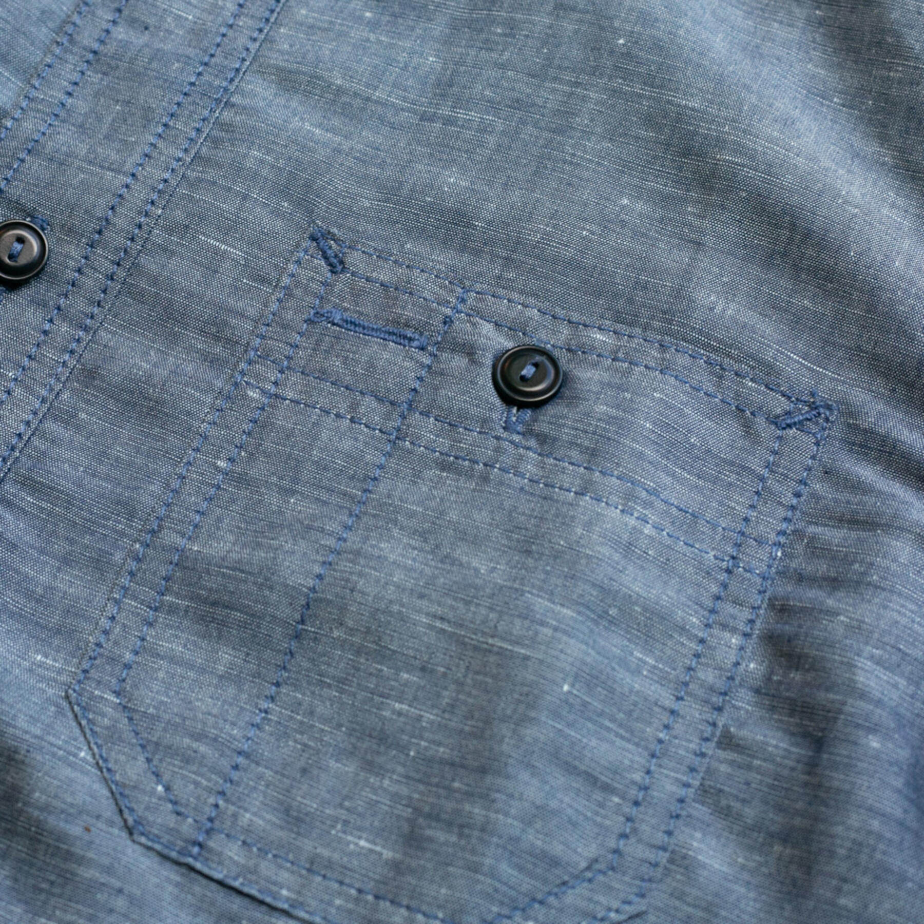 gustin #43 indigo linen chambray workshirt