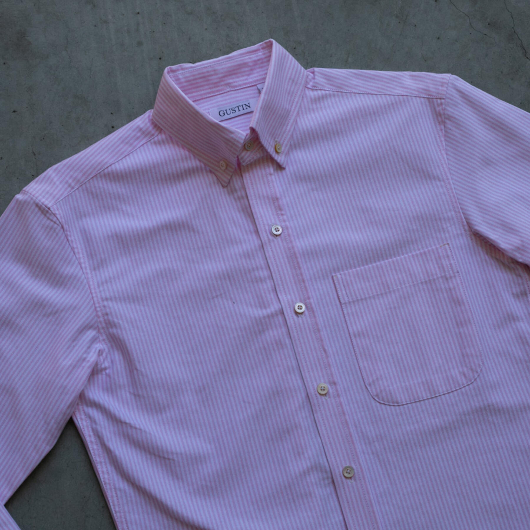 gustin #750 pink stripe oxford