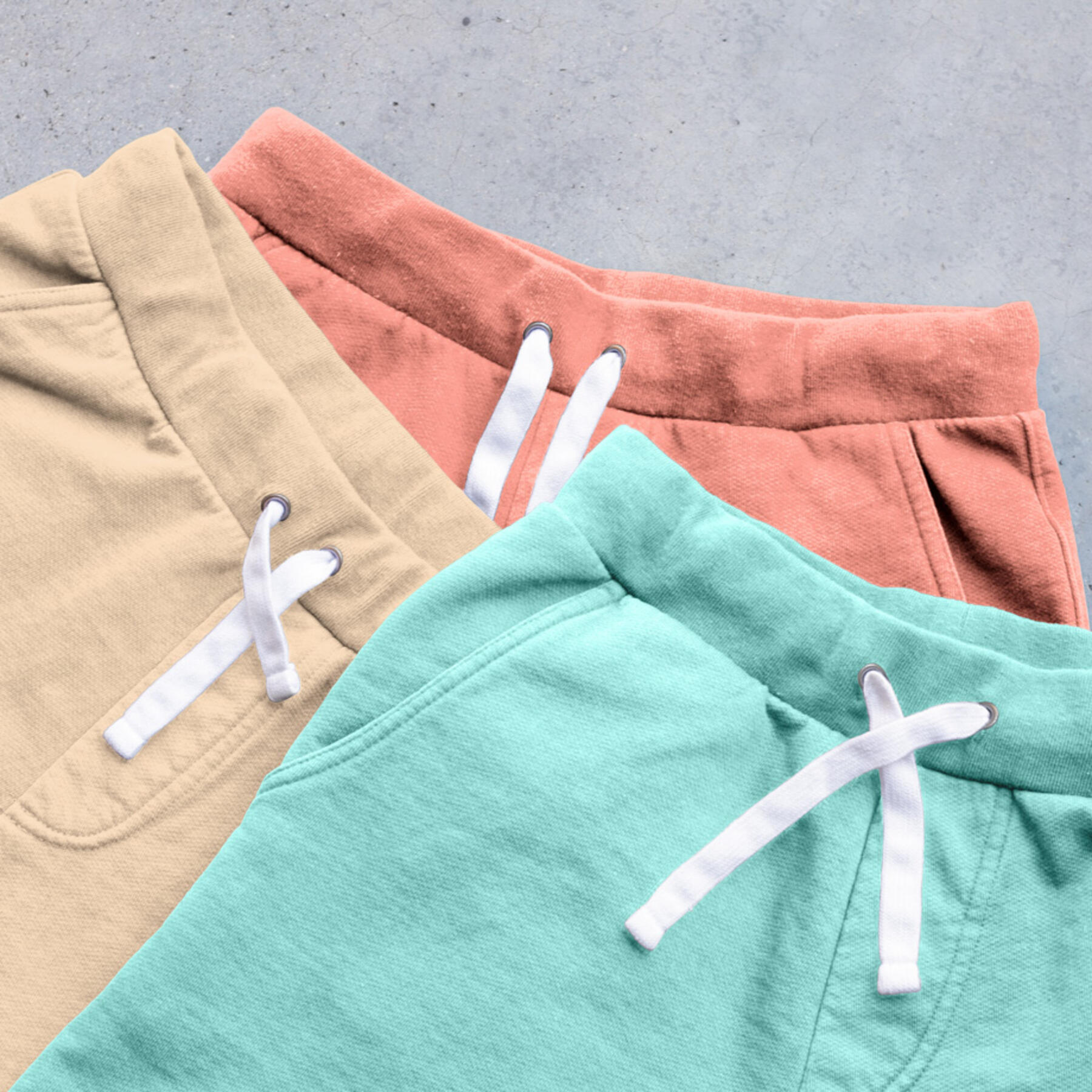 gustin sweatshorts 3 pack (khaki, coral, mint)