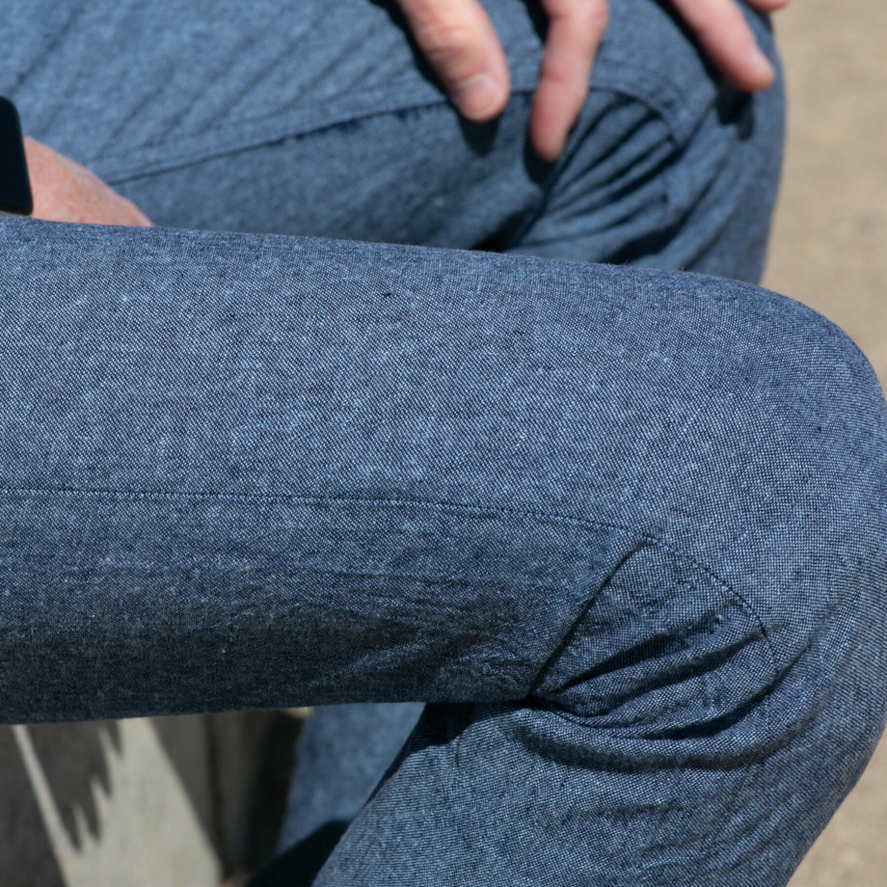 gustin #25 linen chambray 5 pocket - blue