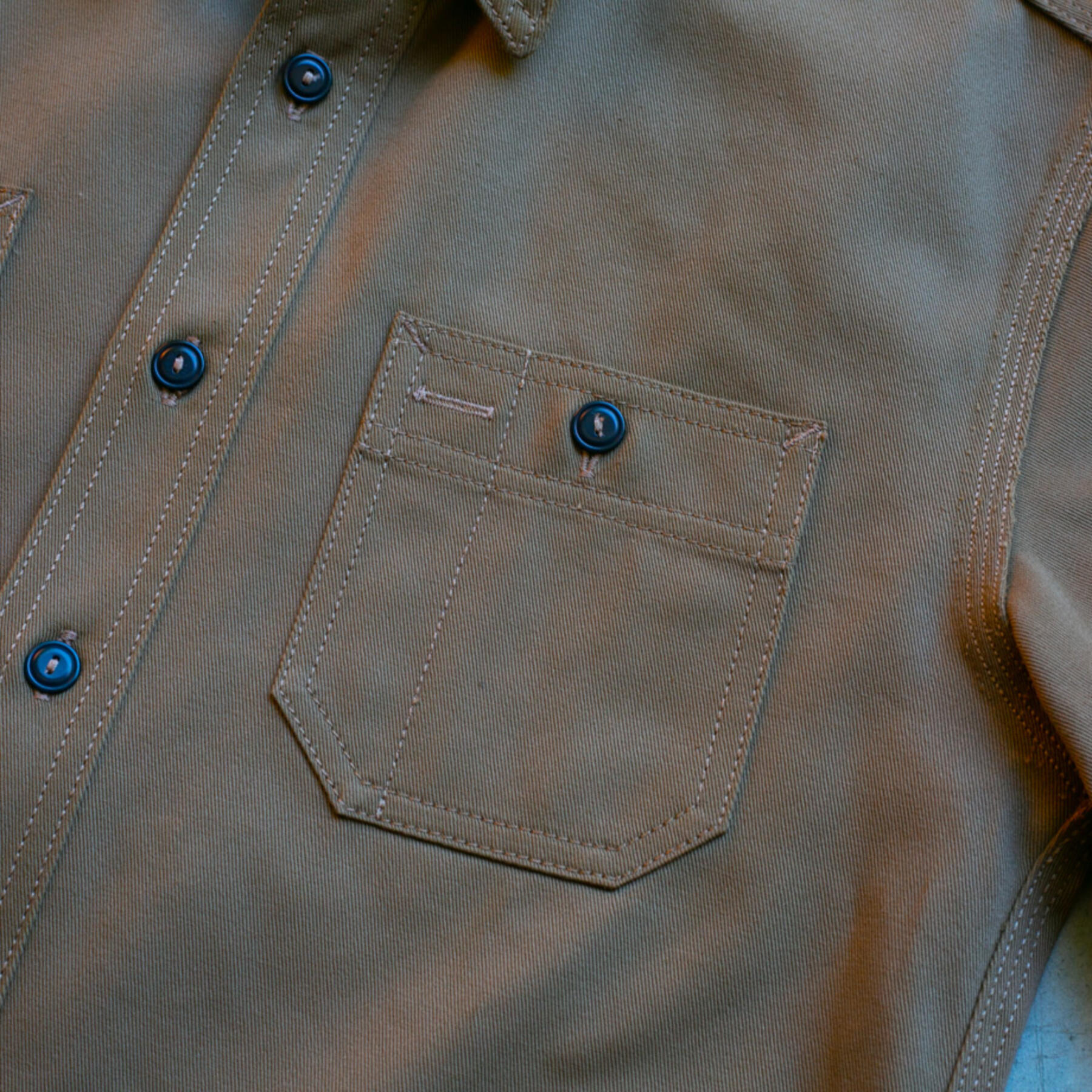 gustin #46 brown olive selvedge workshirt
