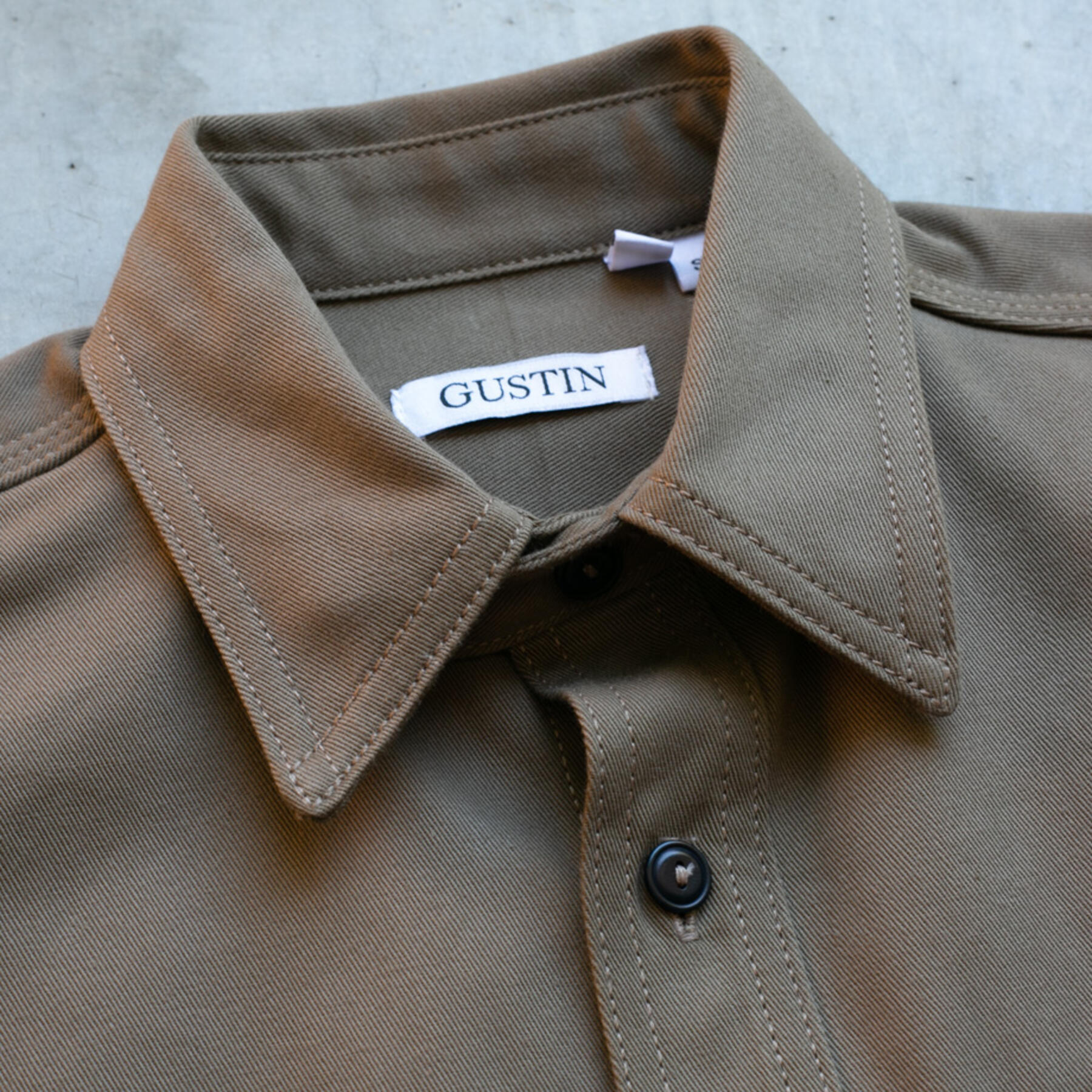 gustin #46 brown olive selvedge workshirt
