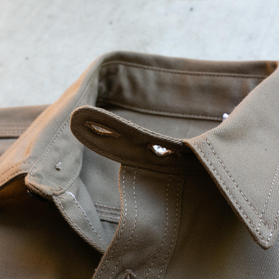 gustin #46 brown olive selvedge workshirt