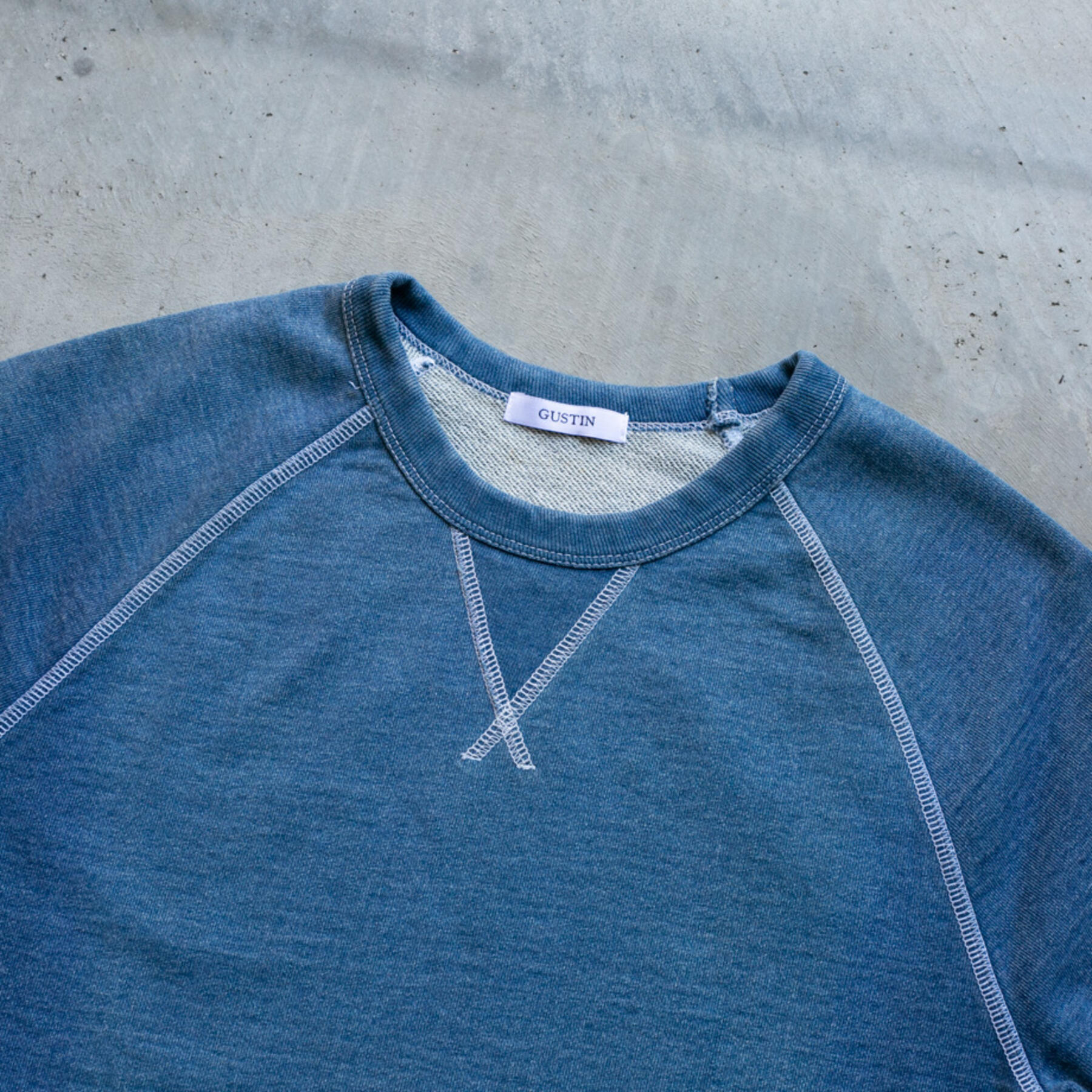 gustin vintage indigo white stitch sweatshirt
