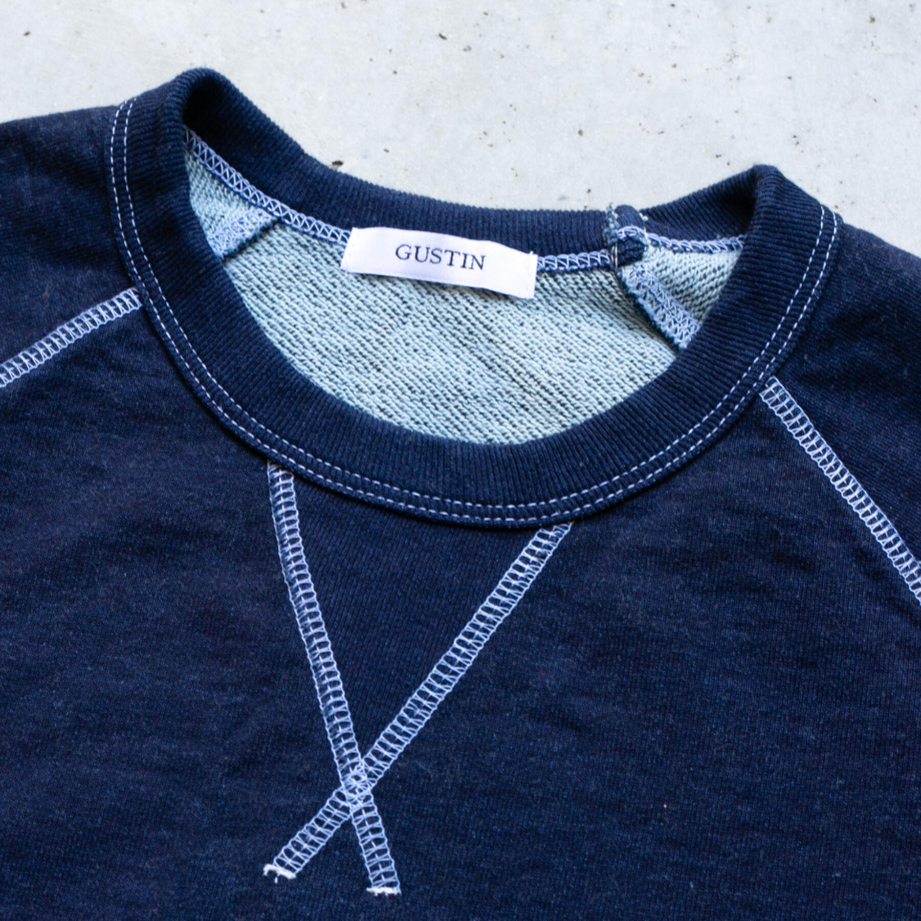 gustin indigo dyed white stitch sweatshirt 3 pack