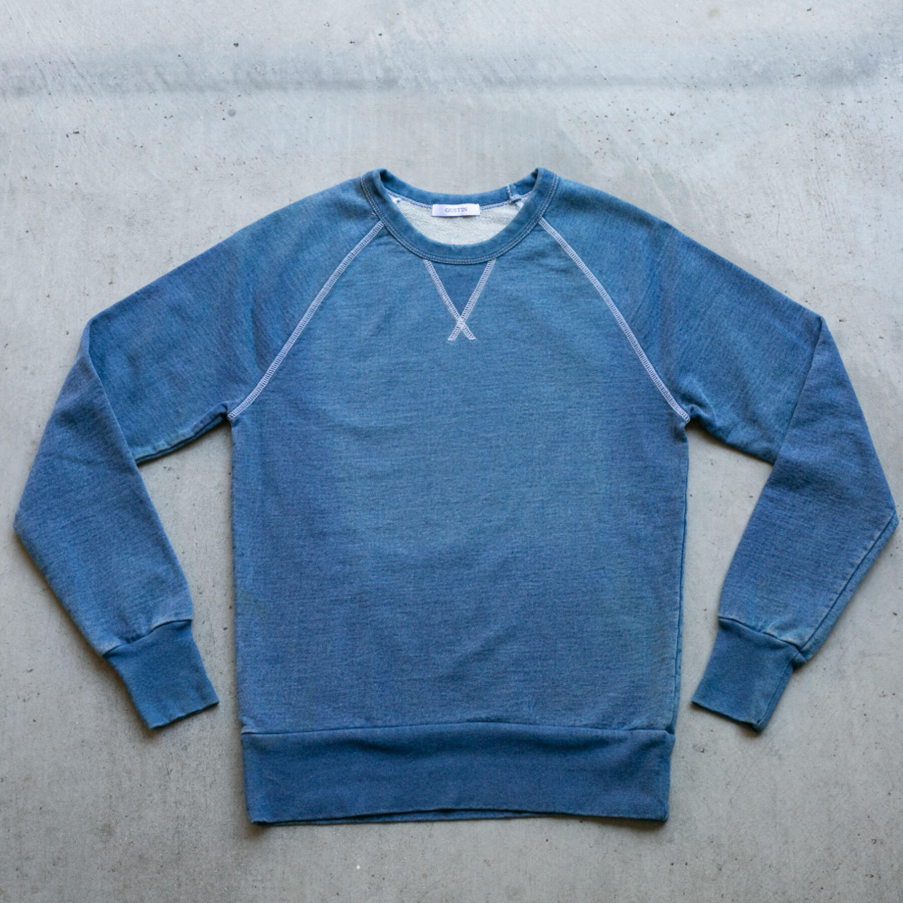 gustin indigo dyed white stitch sweatshirt 3 pack