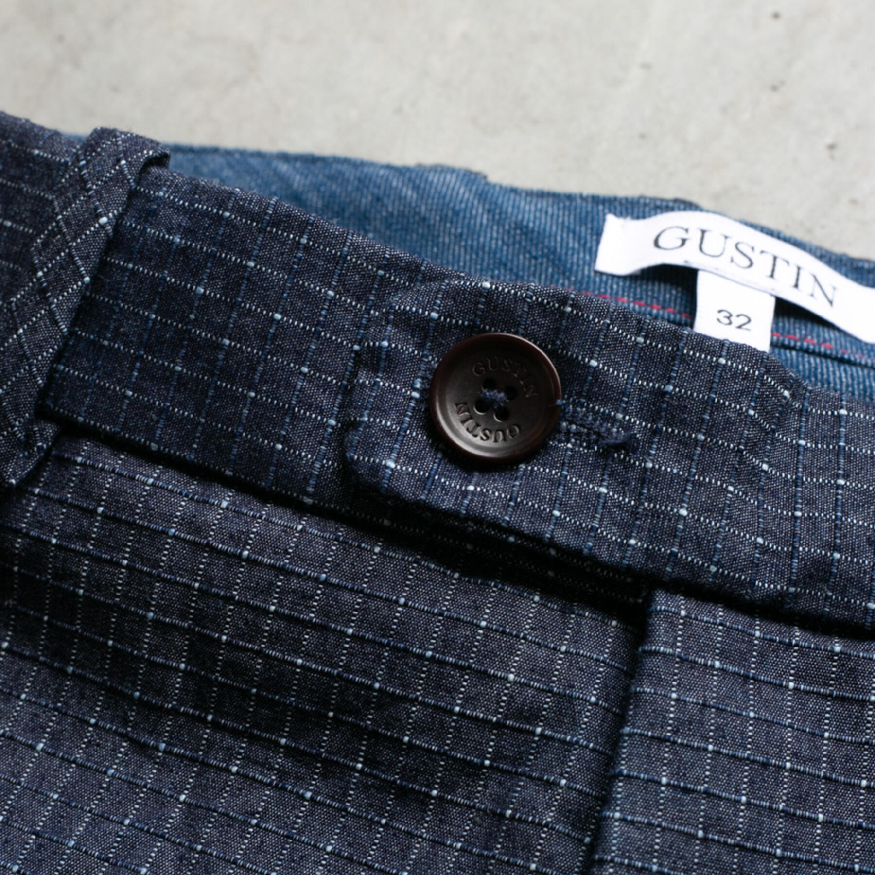 gustin #204 indigo ripstop chinos