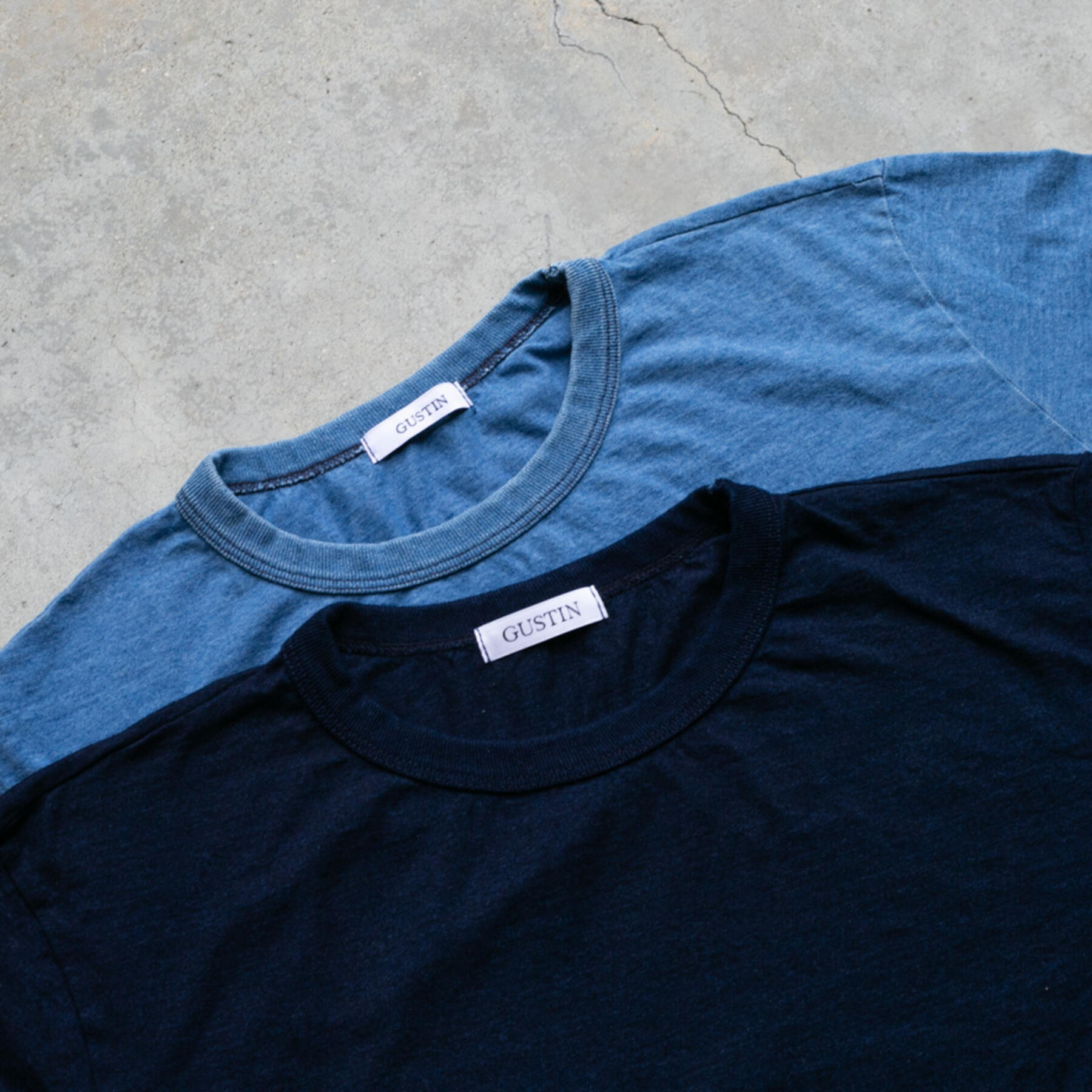gustin indigo dyed long sleeve t-shirt 2 pack - (dark, vintage)