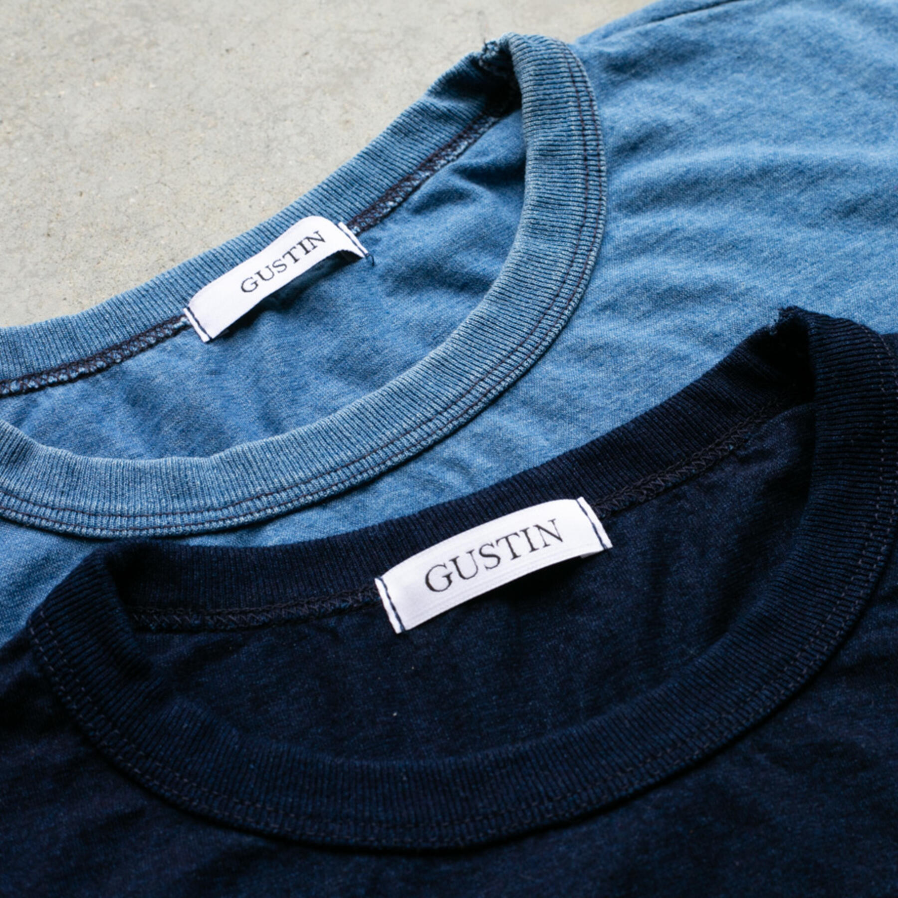 gustin indigo dyed long sleeve t-shirt 2 pack - (dark, vintage)