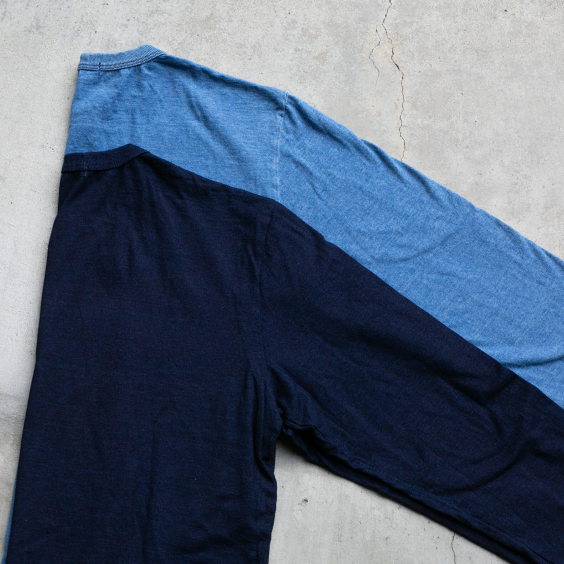 gustin indigo dyed long sleeve t-shirt 2 pack - (dark, vintage)