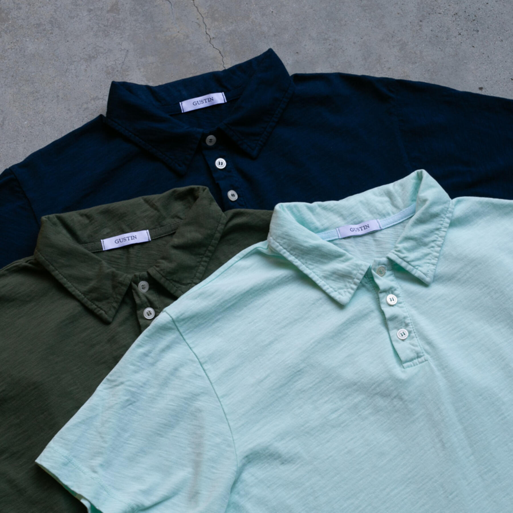 gustin slub jersey polo 3 pack (navy, army green, soft mint)