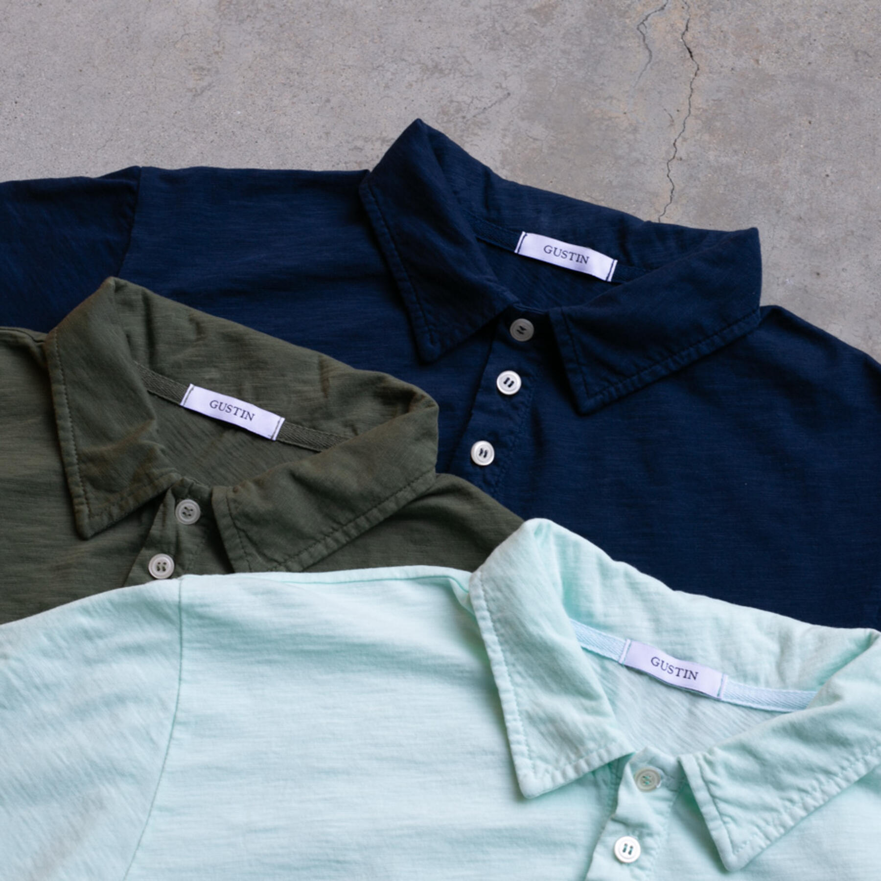 gustin slub jersey polo 3 pack (navy, army green, soft mint)