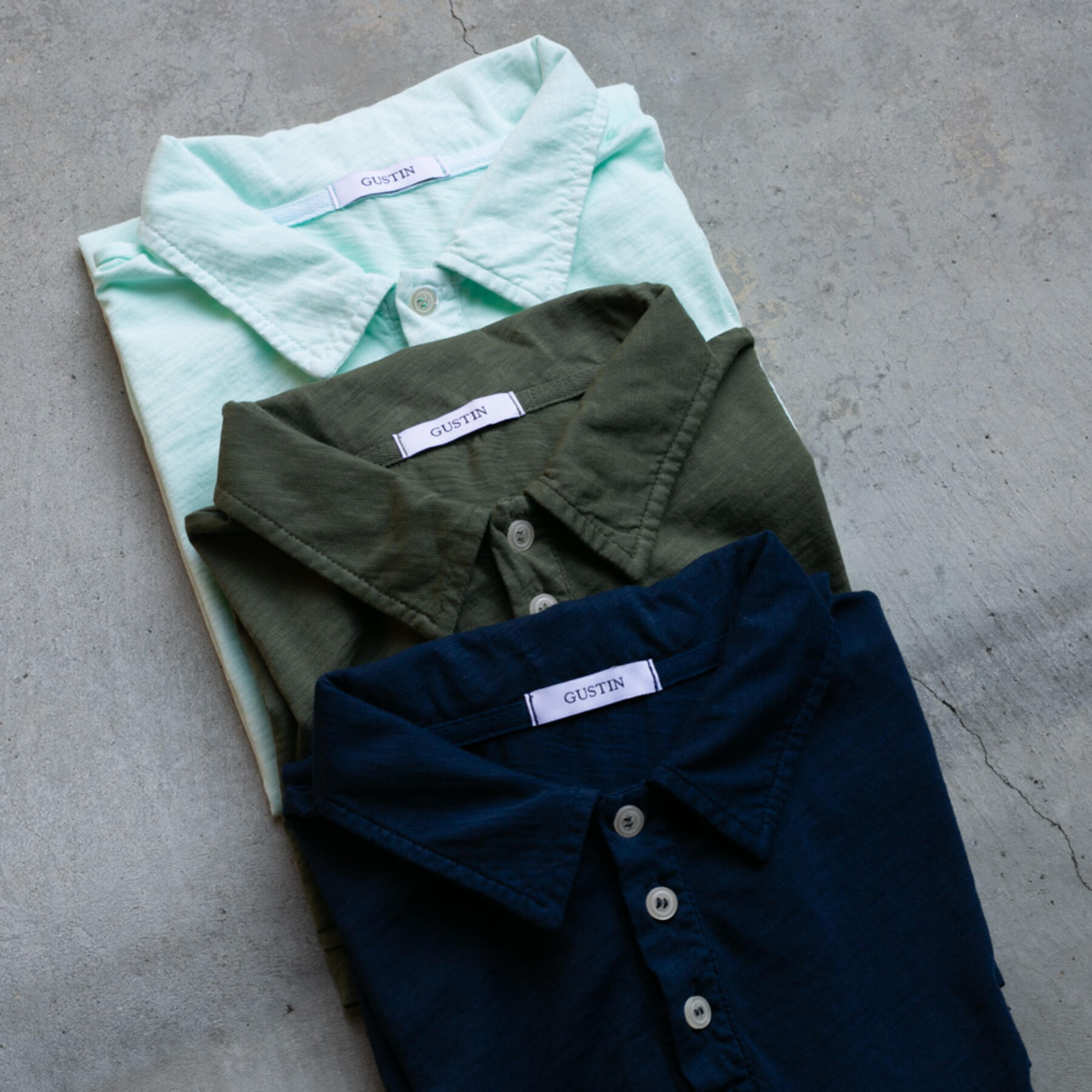 gustin slub jersey polo 3 pack (navy, army green, soft mint)