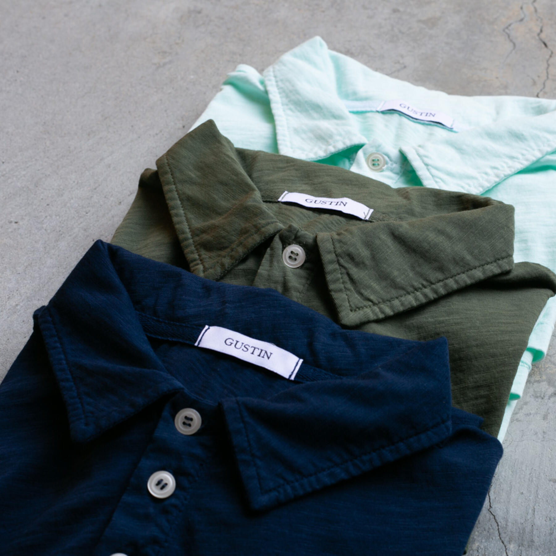gustin slub jersey polo 3 pack (navy, army green, soft mint)