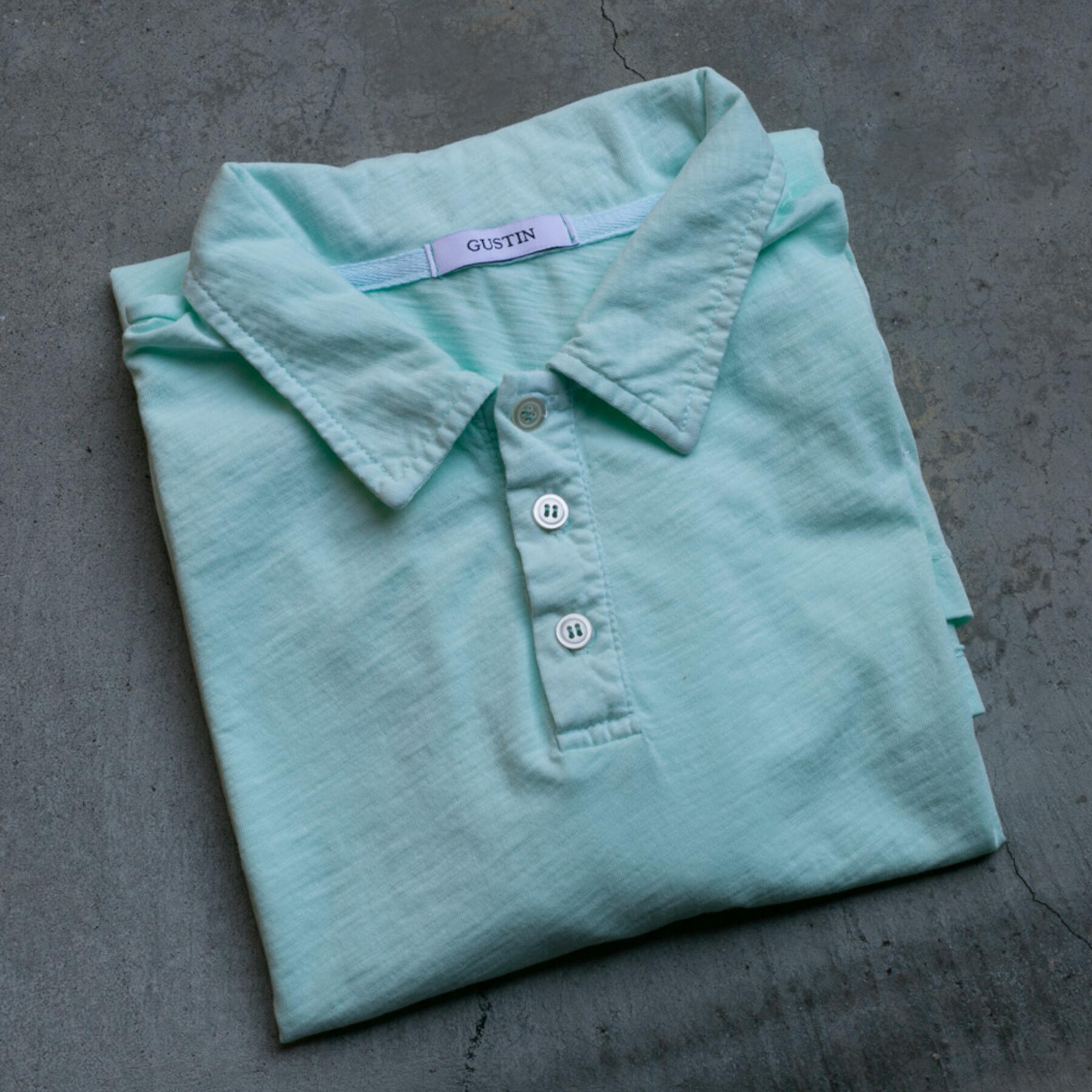 gustin slub jersey polo - soft mint