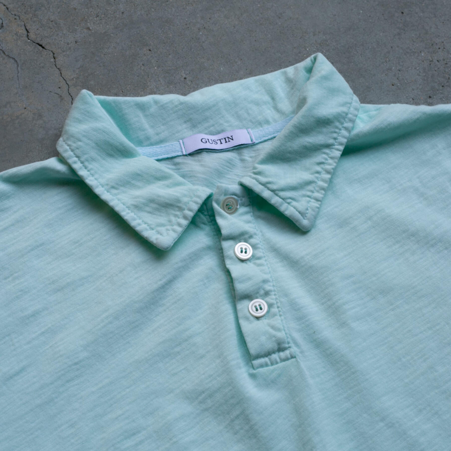 gustin slub jersey polo - soft mint
