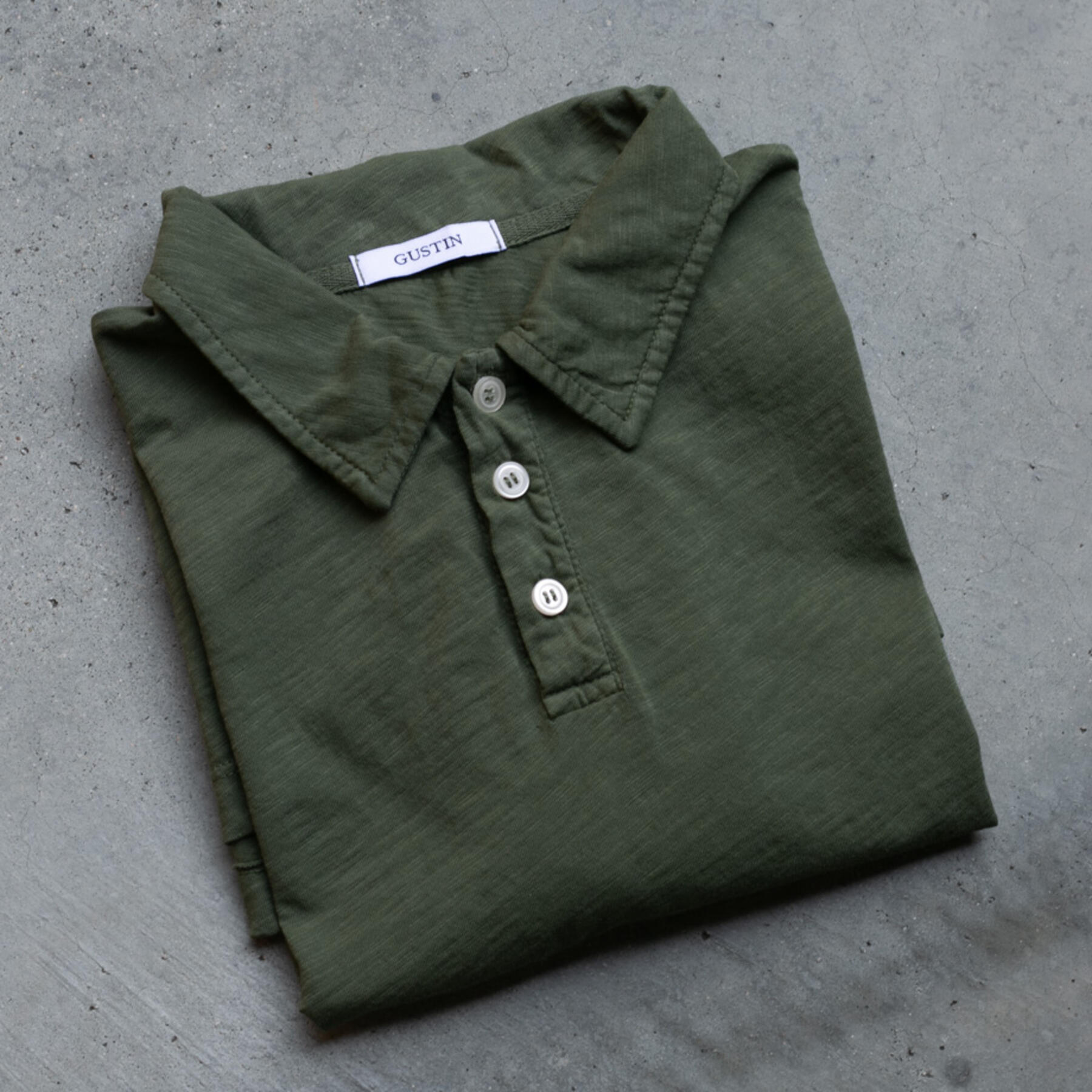 gustin slub jersey polo - army green
