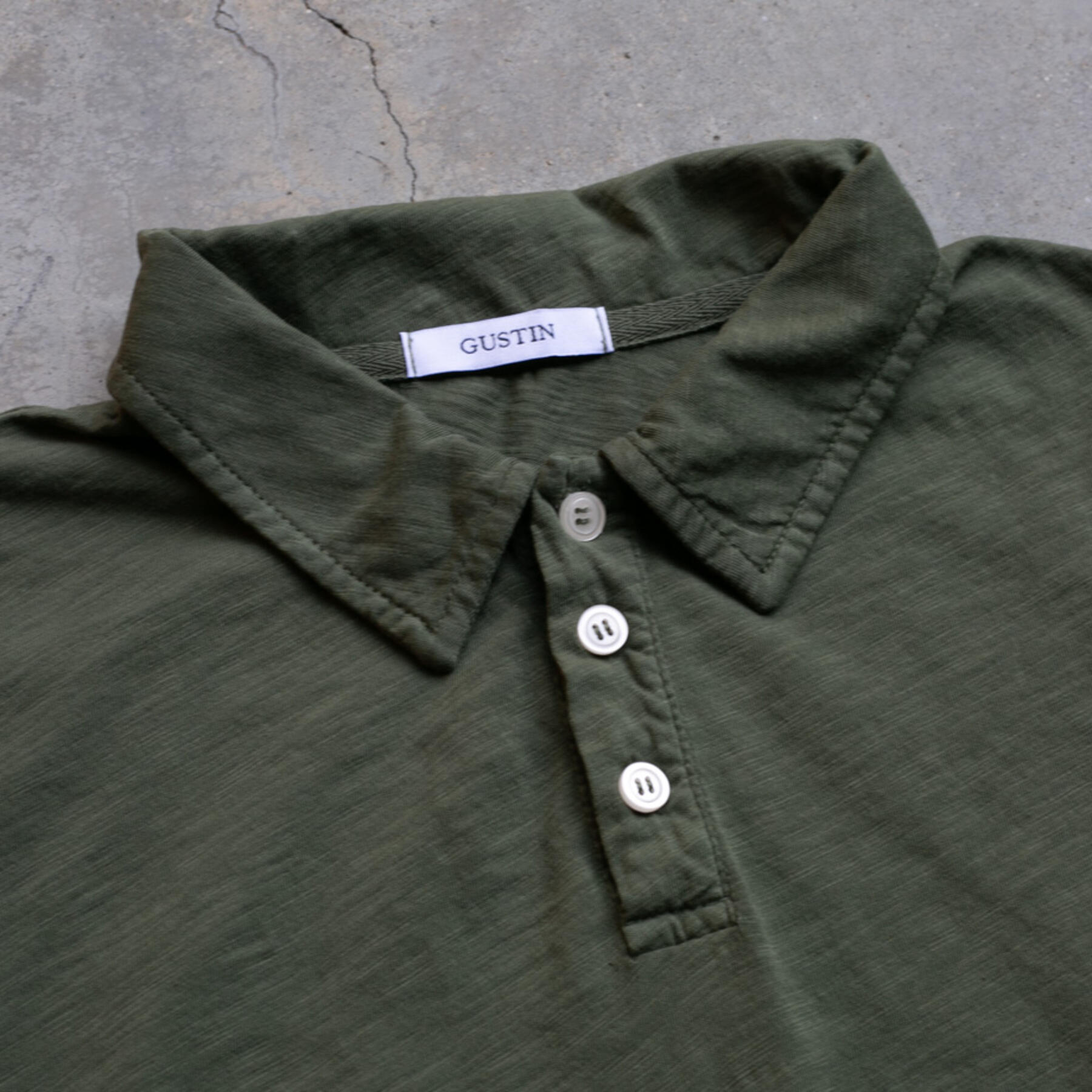 gustin slub jersey polo - army green