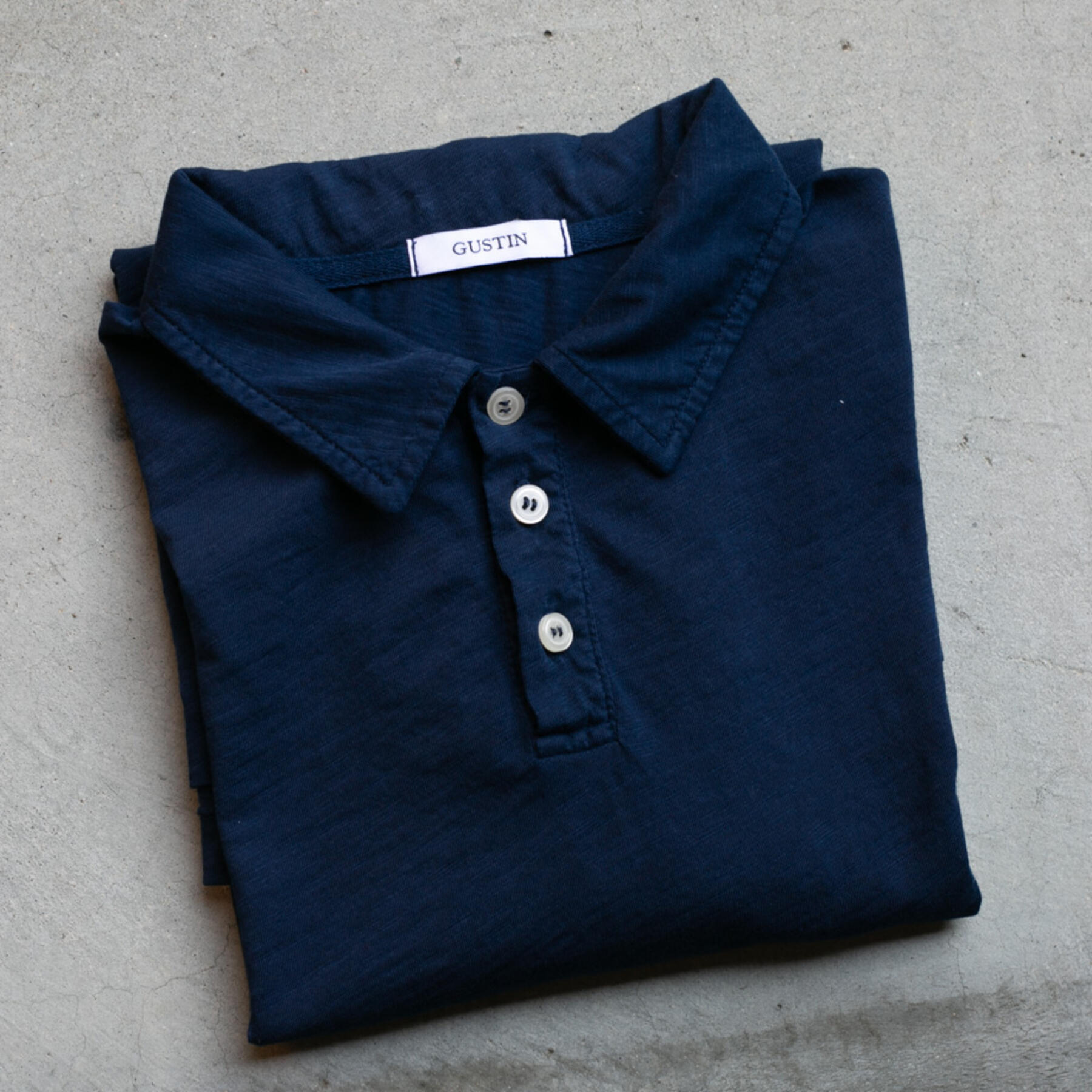 gustin slub jersey polo - navy