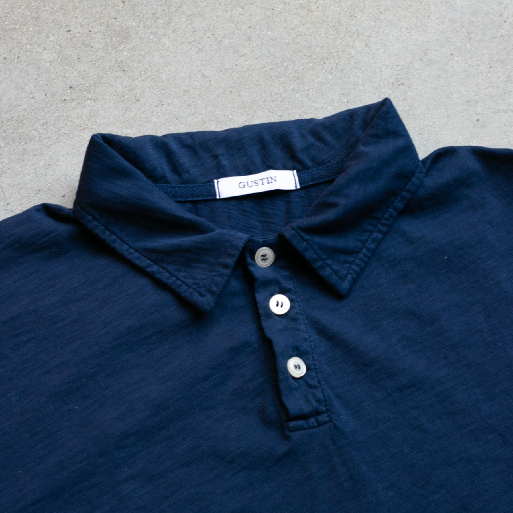 gustin slub jersey polo - navy