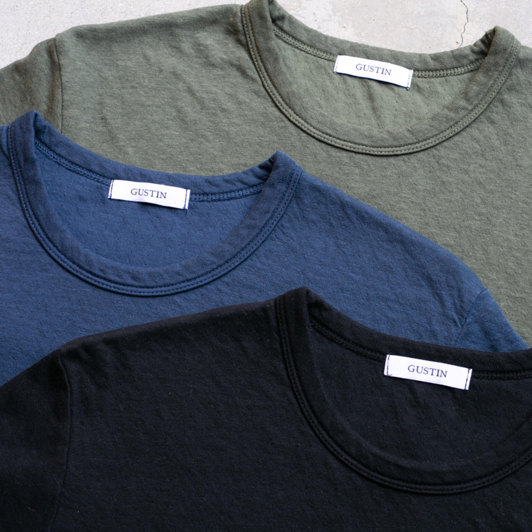 gustin double knit t-shirt 3 pack (army, navy, black)