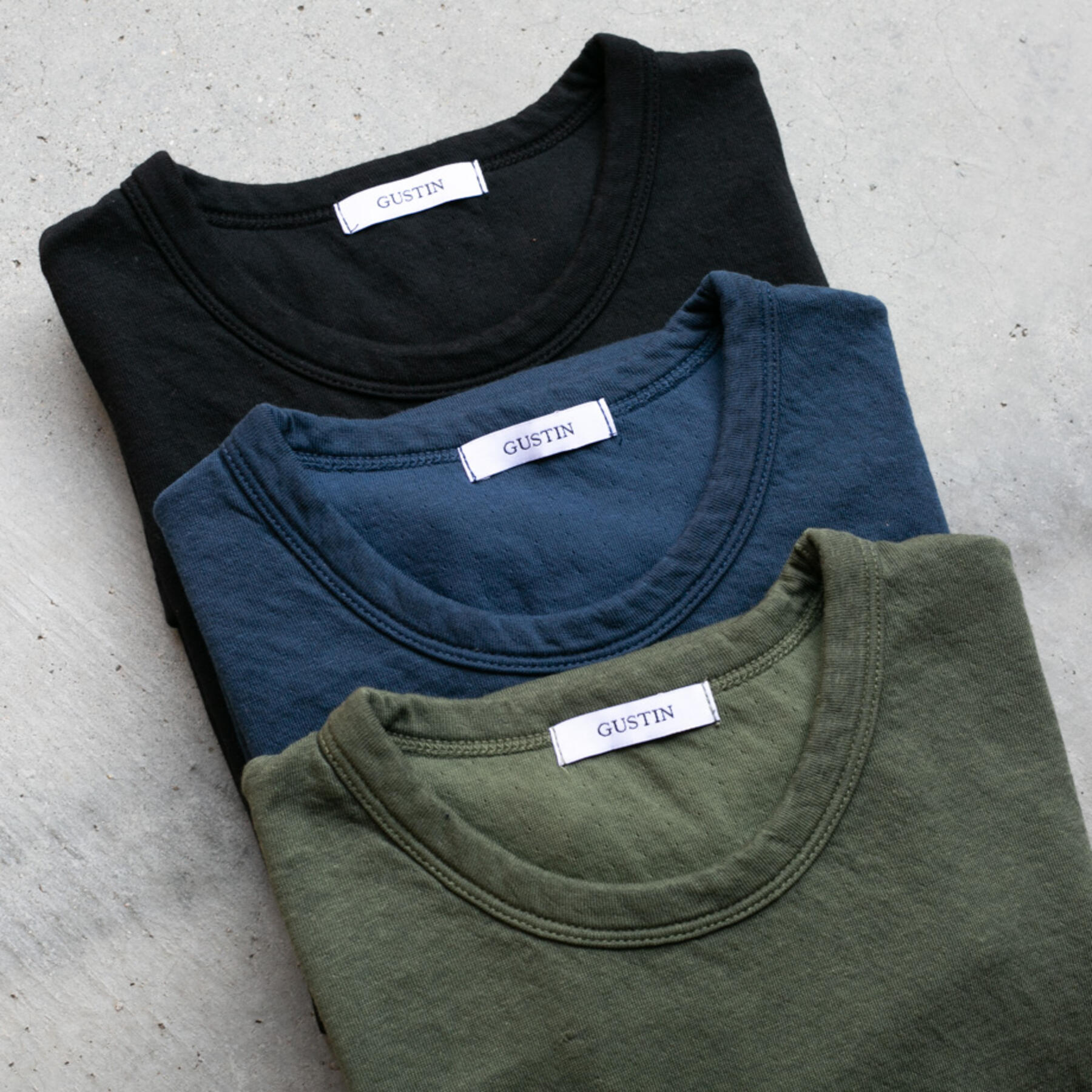 gustin double knit t-shirt 3 pack (army, navy, black)