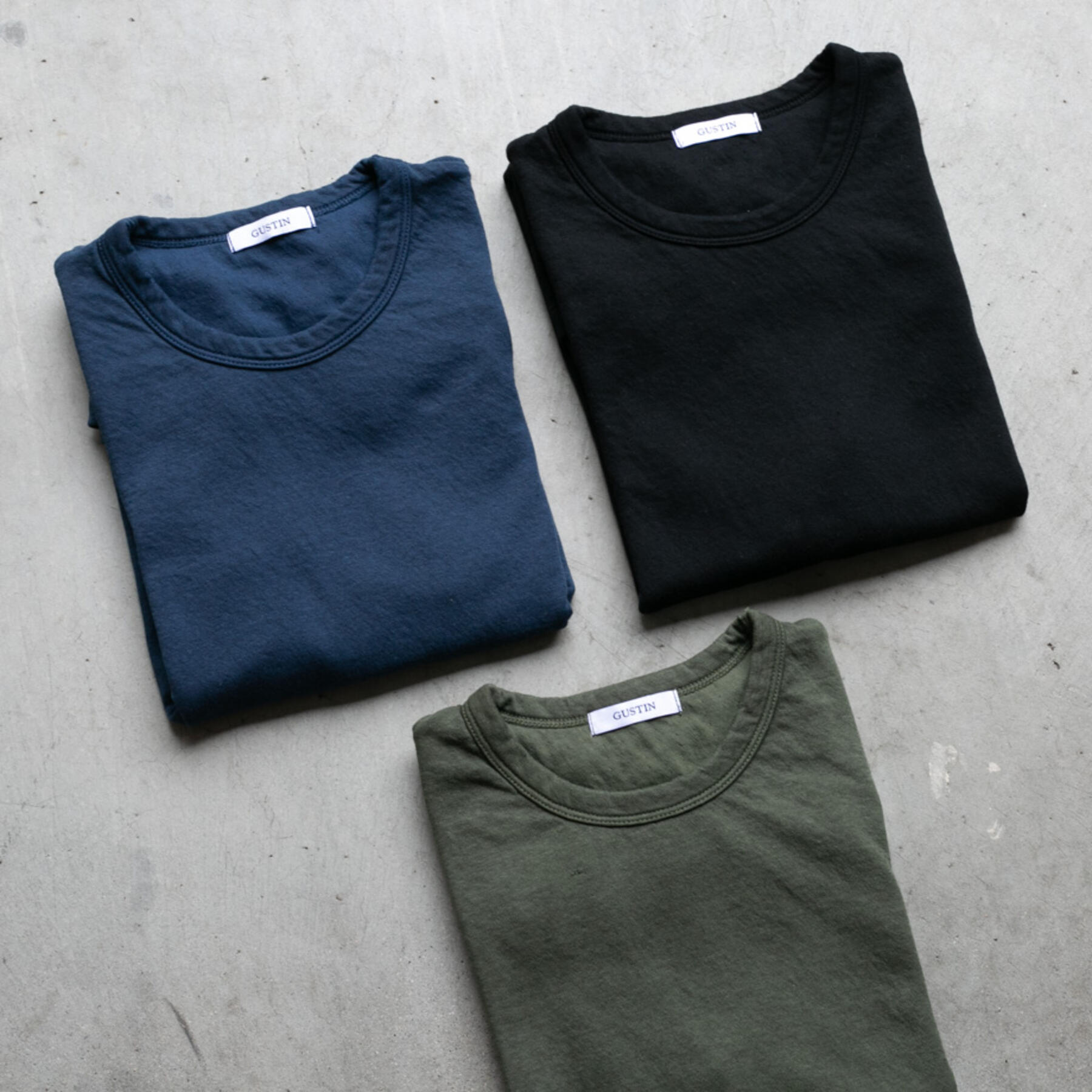 gustin double knit t-shirt 3 pack (army, navy, black)