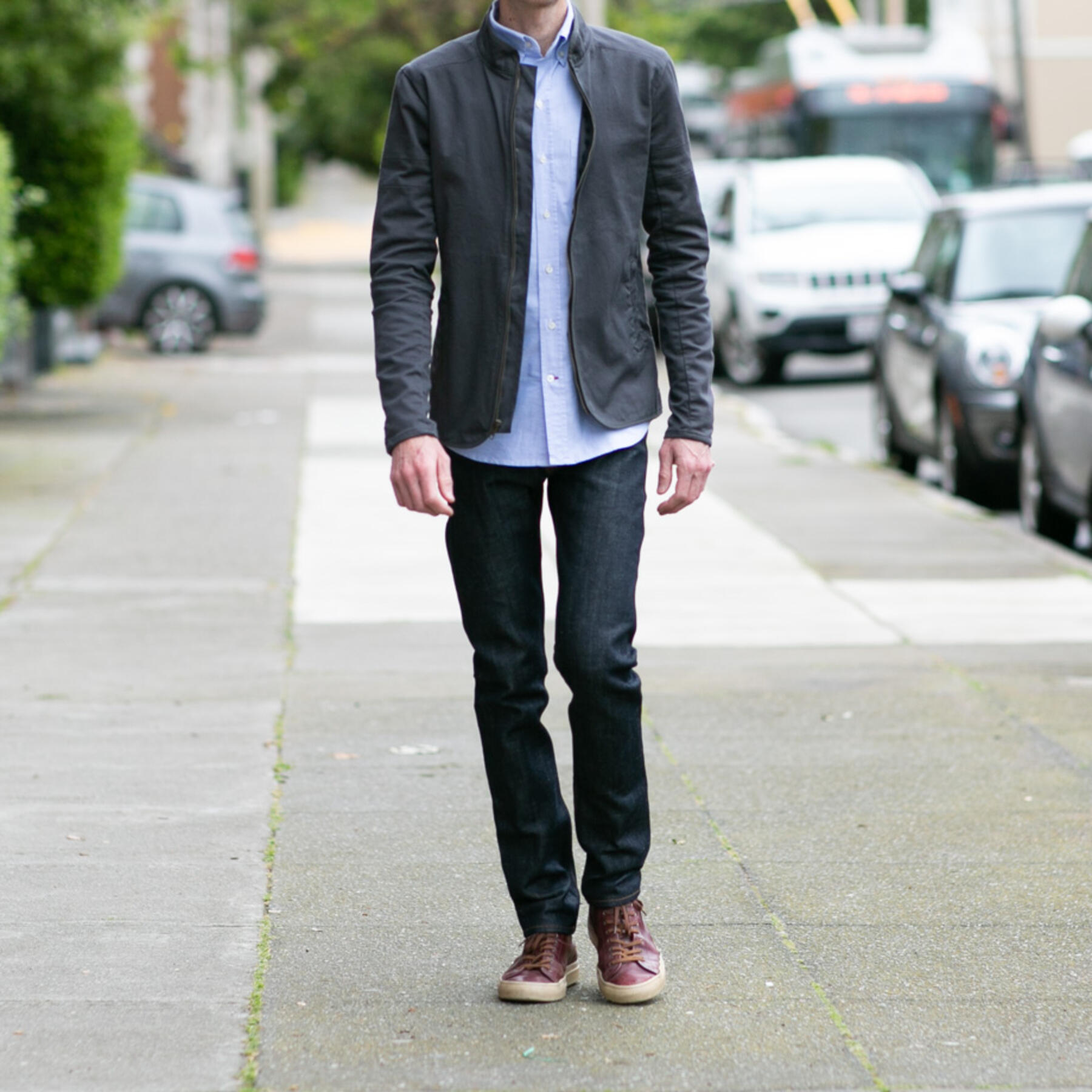 gustin shell jacket - charcoal stretch twill