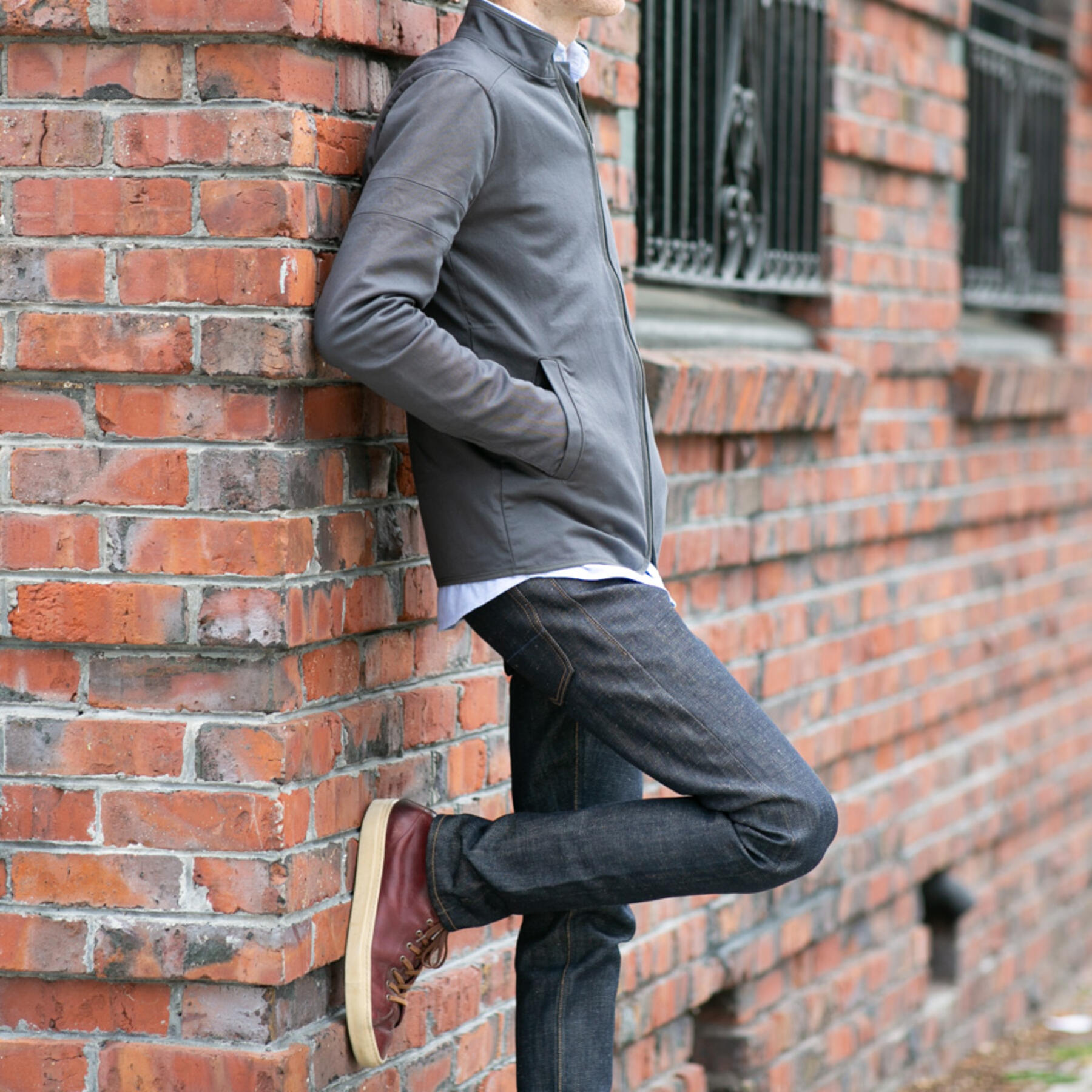 gustin shell jacket - charcoal stretch twill