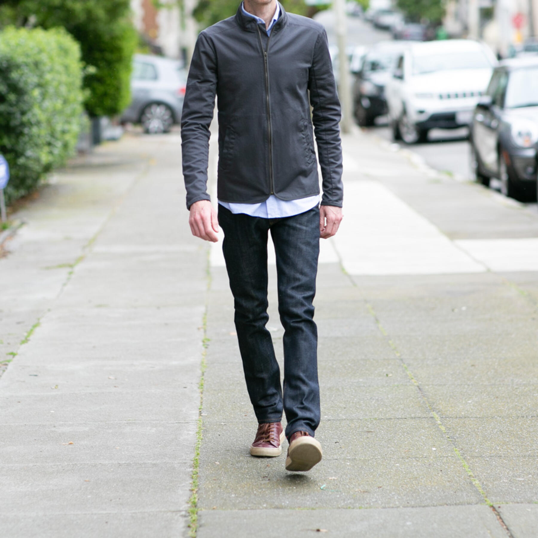 gustin shell jacket - charcoal stretch twill