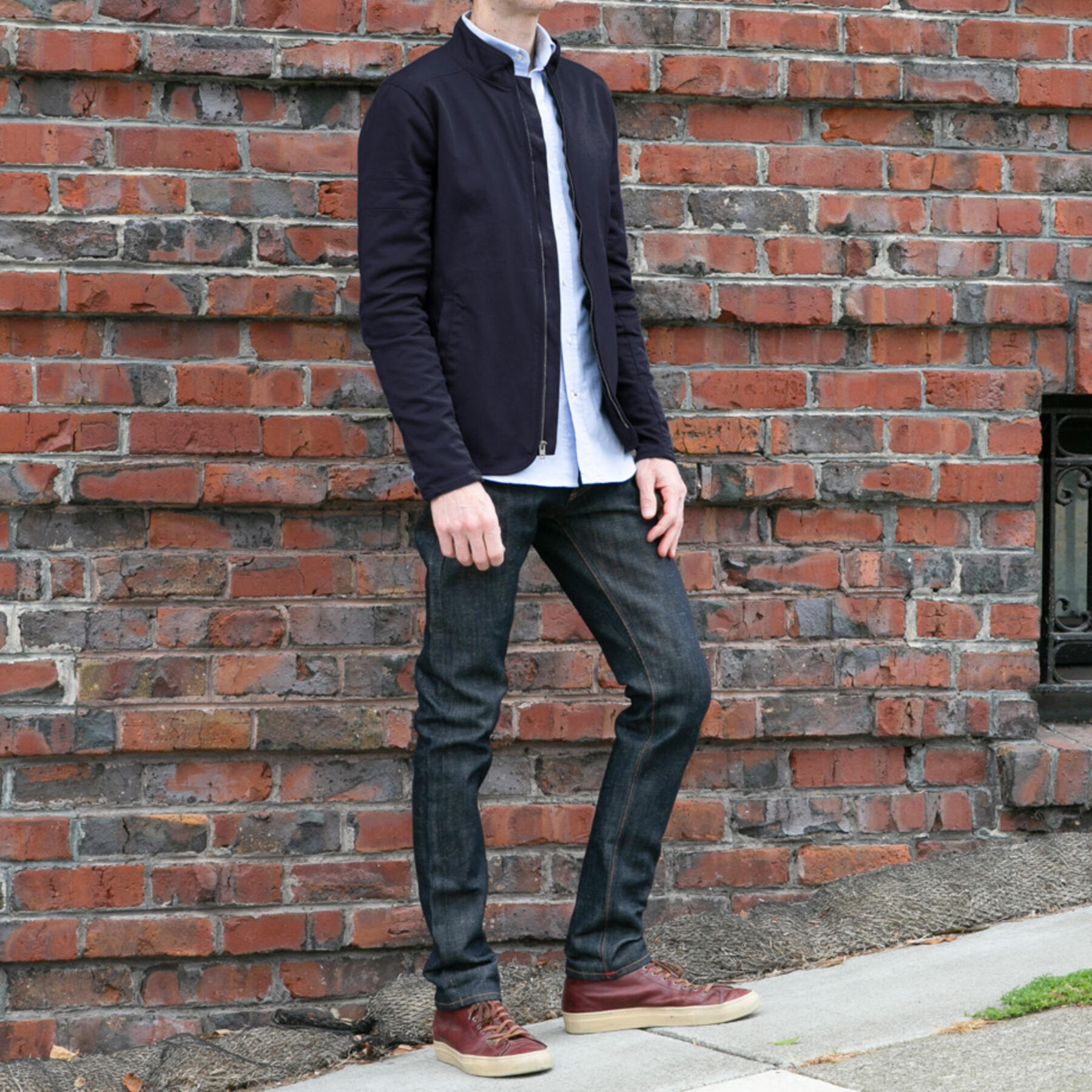 gustin shell jacket - navy stretch twill