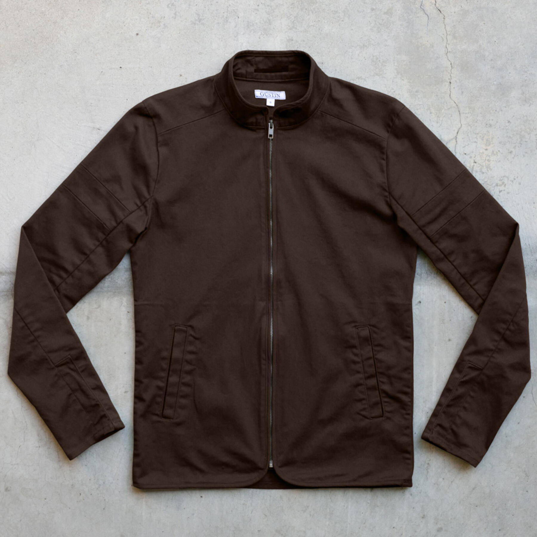 gustin shell jacket - brown stretch twill