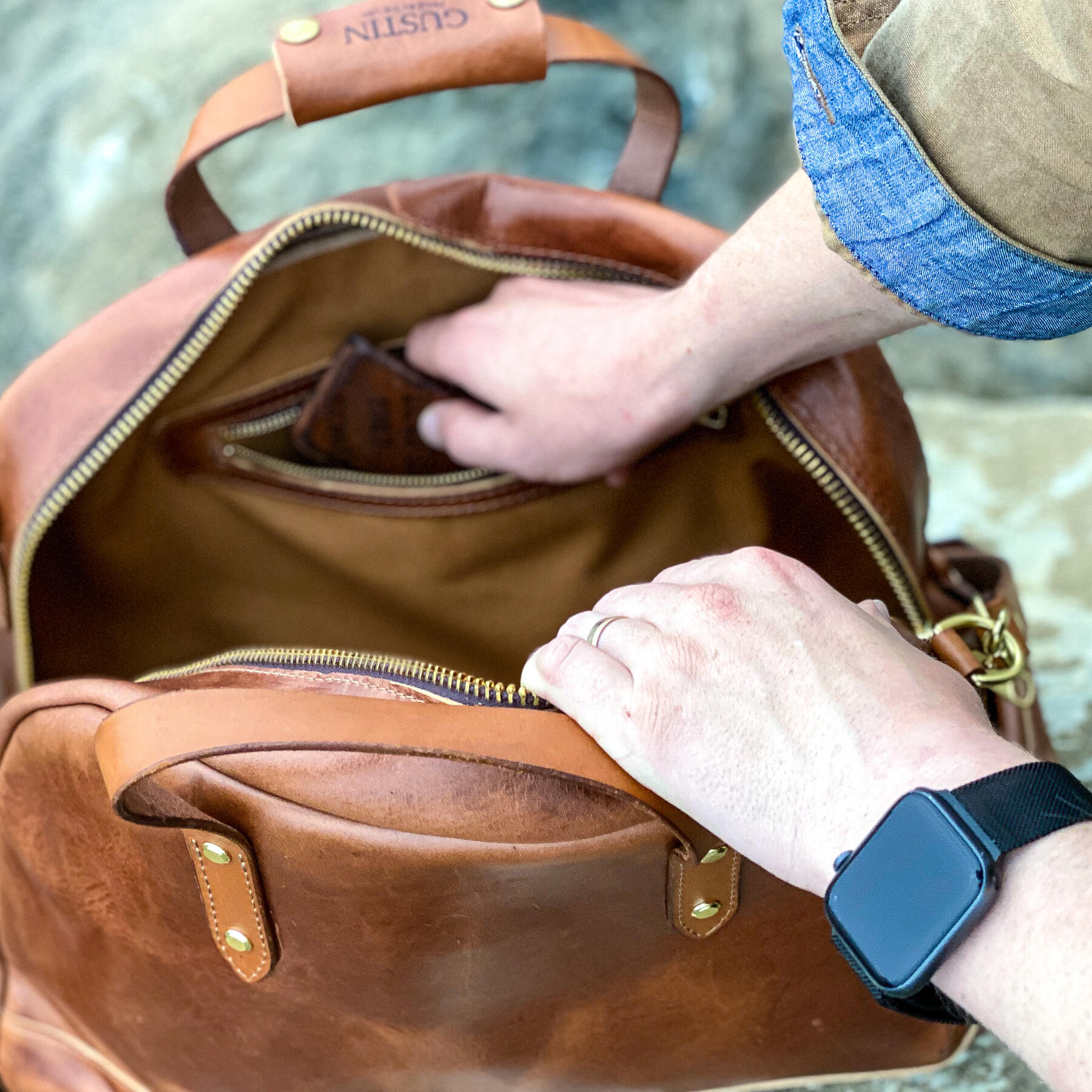 gustin the overnighter - horween cavalier whiskey