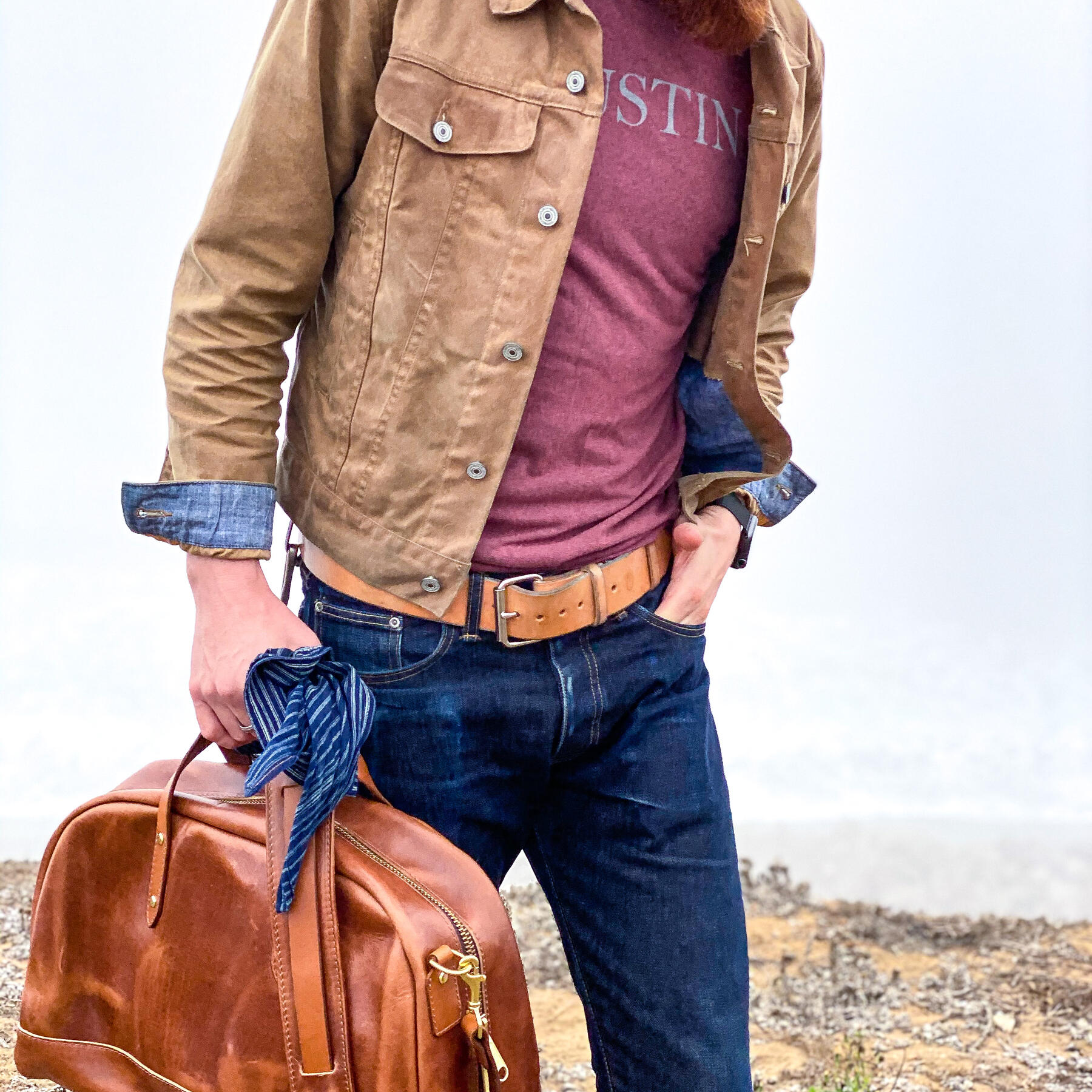 gustin the overnighter - horween cavalier whiskey