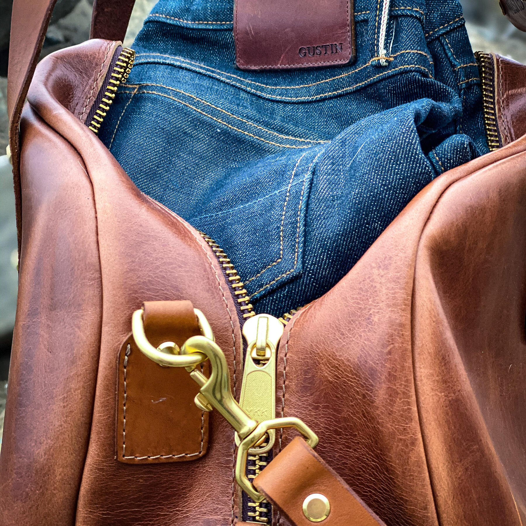 gustin the overnighter - horween cavalier whiskey