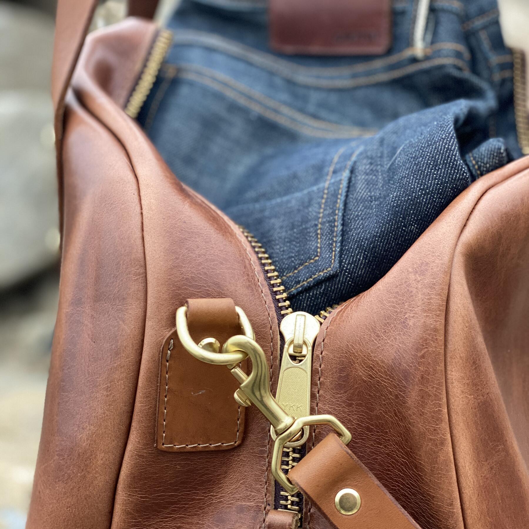 gustin the overnighter - horween cavalier whiskey