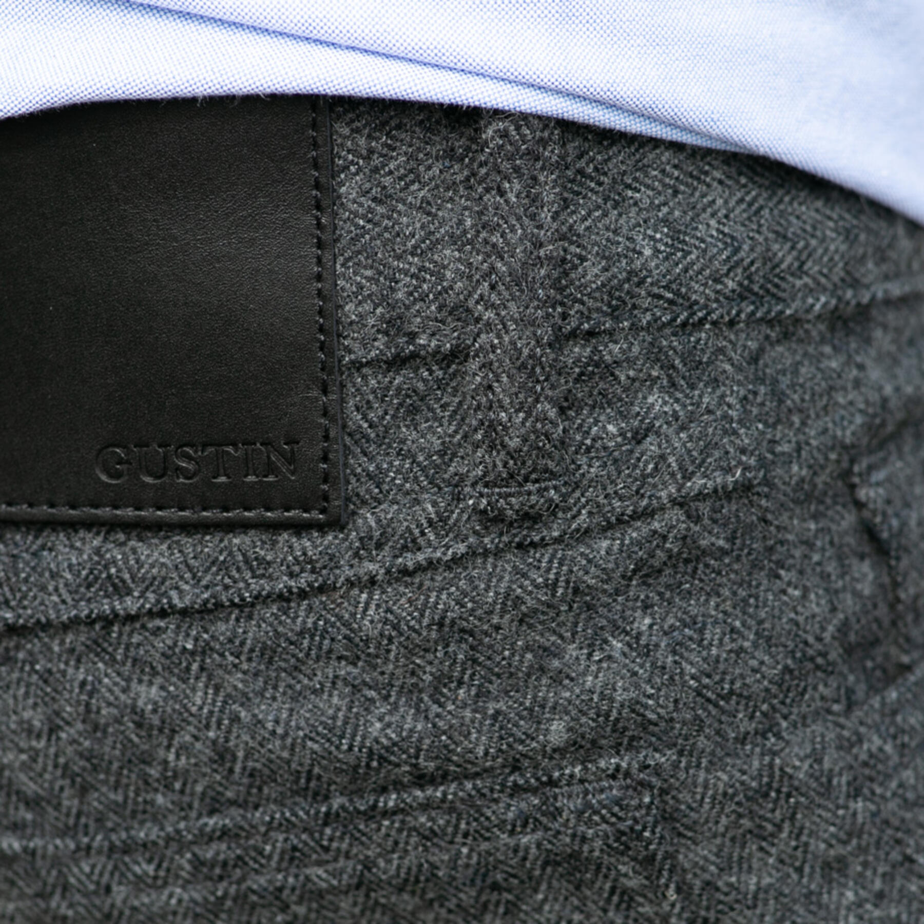 gustin #49 wool herringbone 5 pocket - charcoal x black